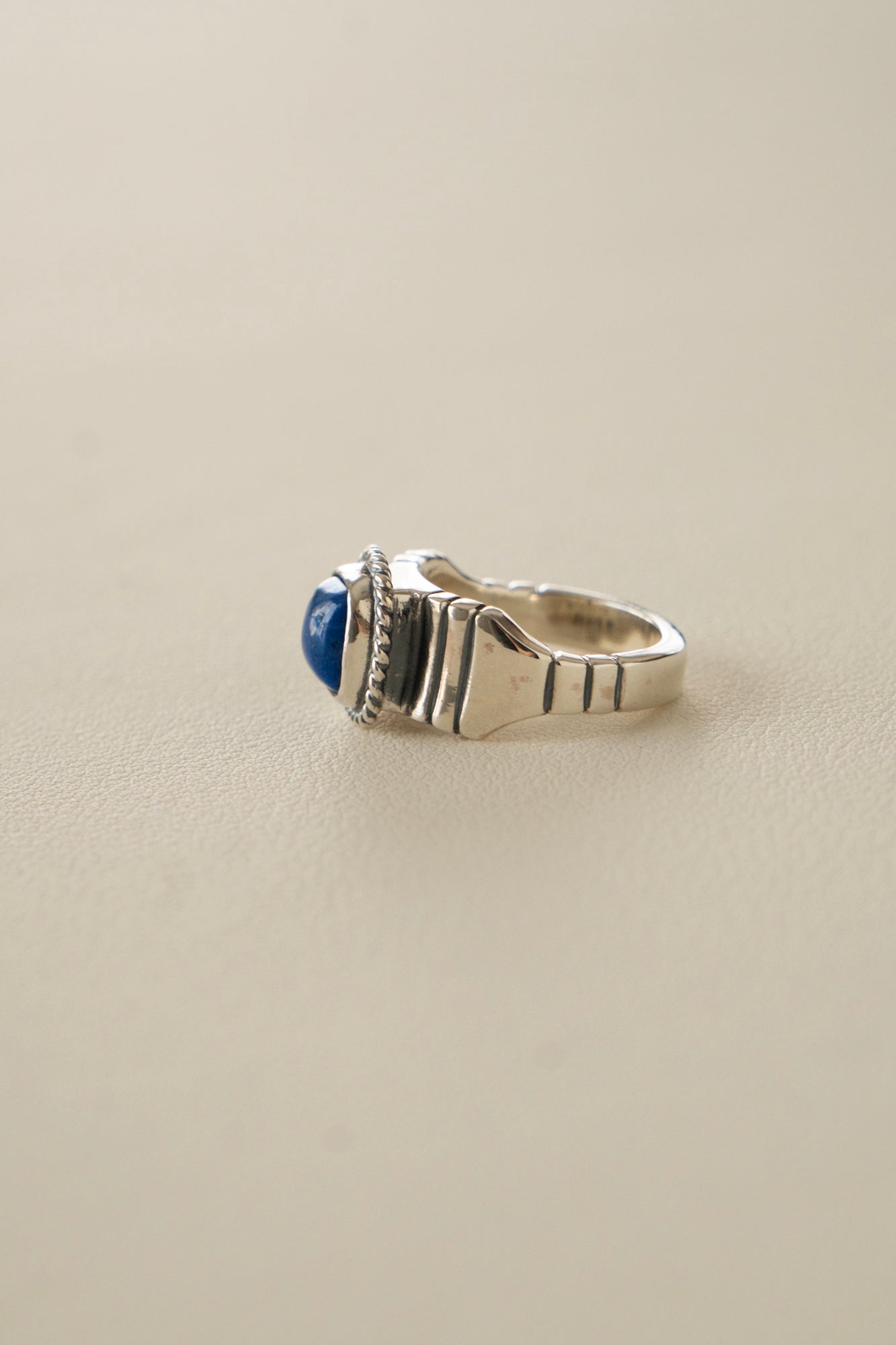 WAKAN SILVER SMITH Lapis Lazuli Brick Signet Ring /Silver