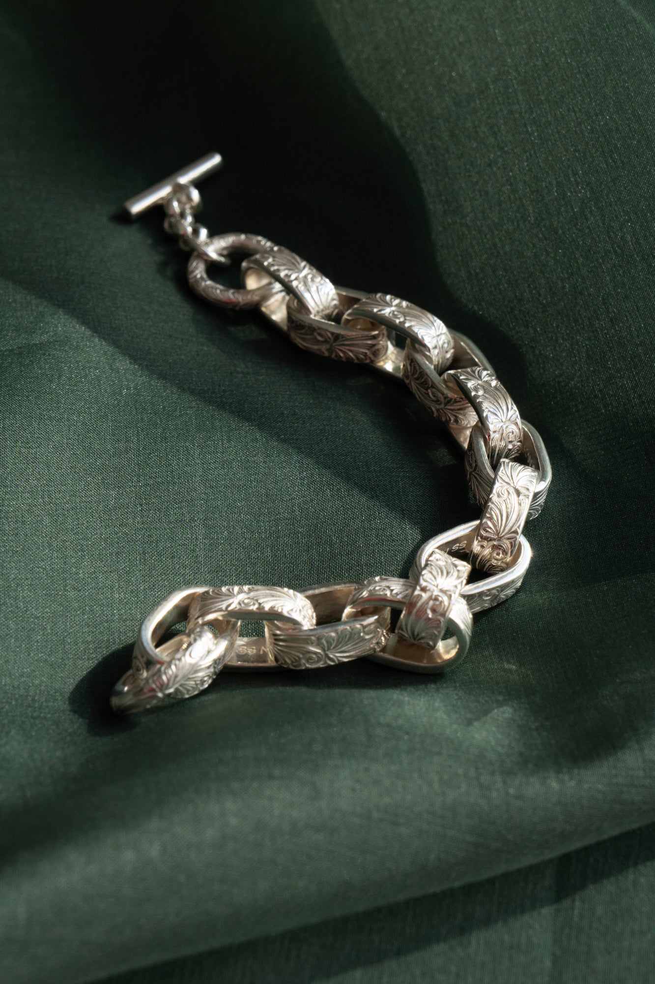 WAKAN SILVER SMITH Arabesque Hopi Chain Bracelet /Silver