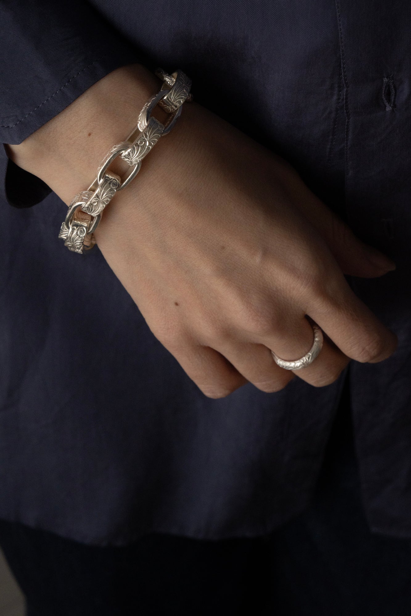 WAKAN SILVER SMITH ワカンシルバースミス Arabesque Half Round Ring