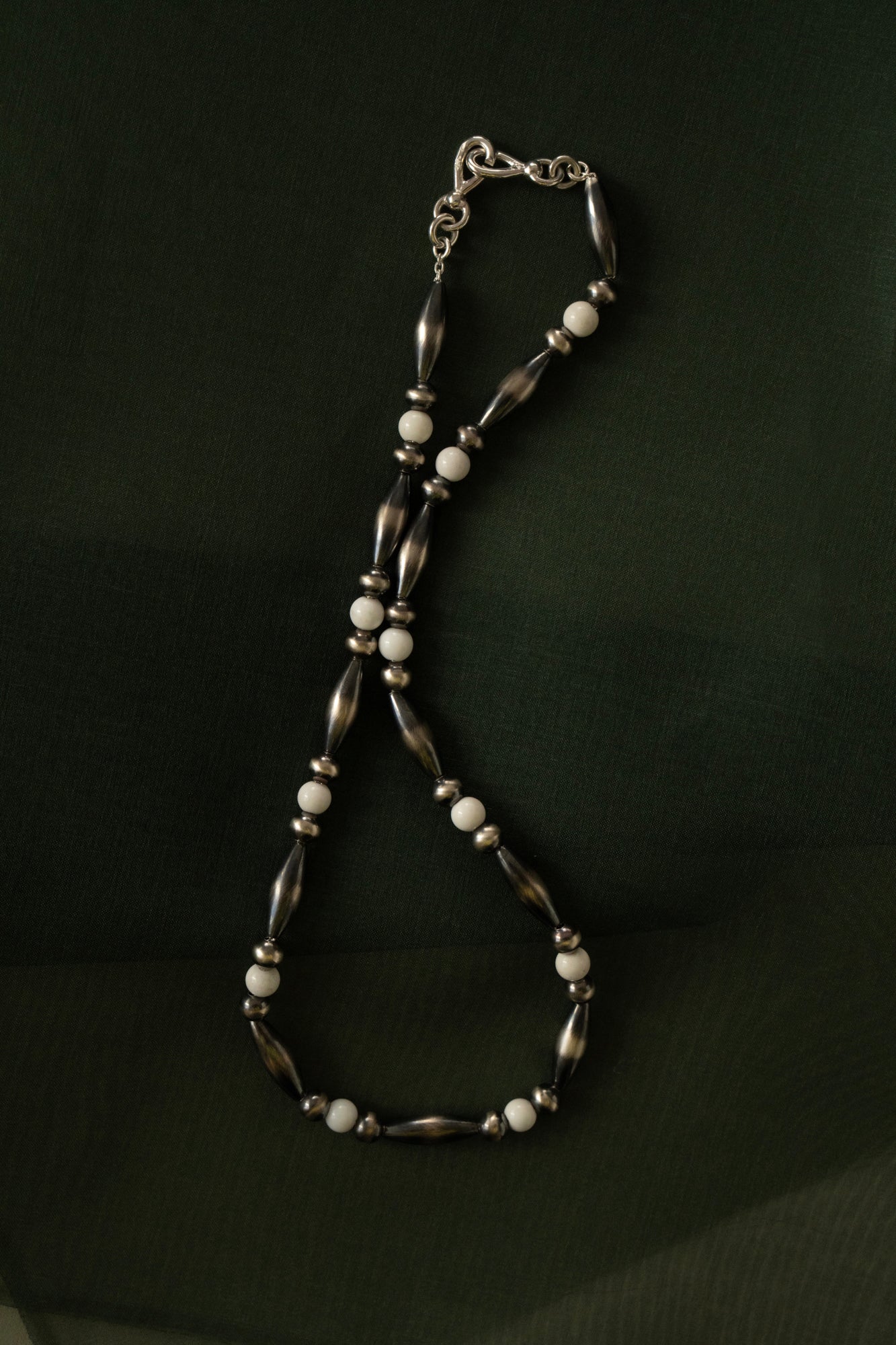 WAKAN SILVER SMITH Breastplate Navajo Pearl Necklace White Onyx /Silver