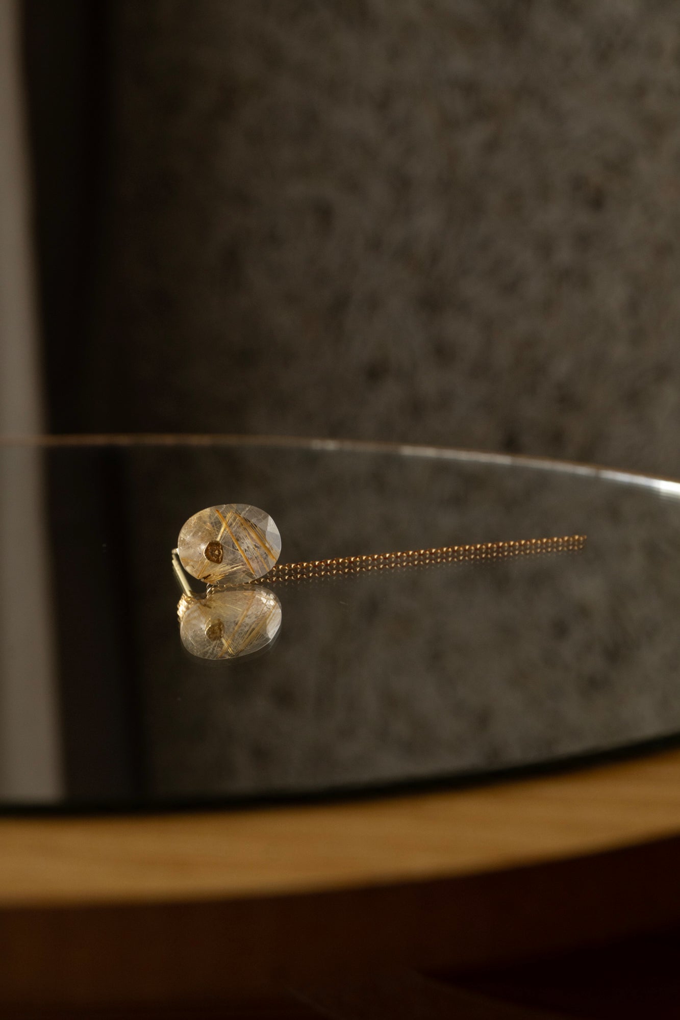 MONAKAjewellery flat golden rutile quartz pierce モナカジュエリー