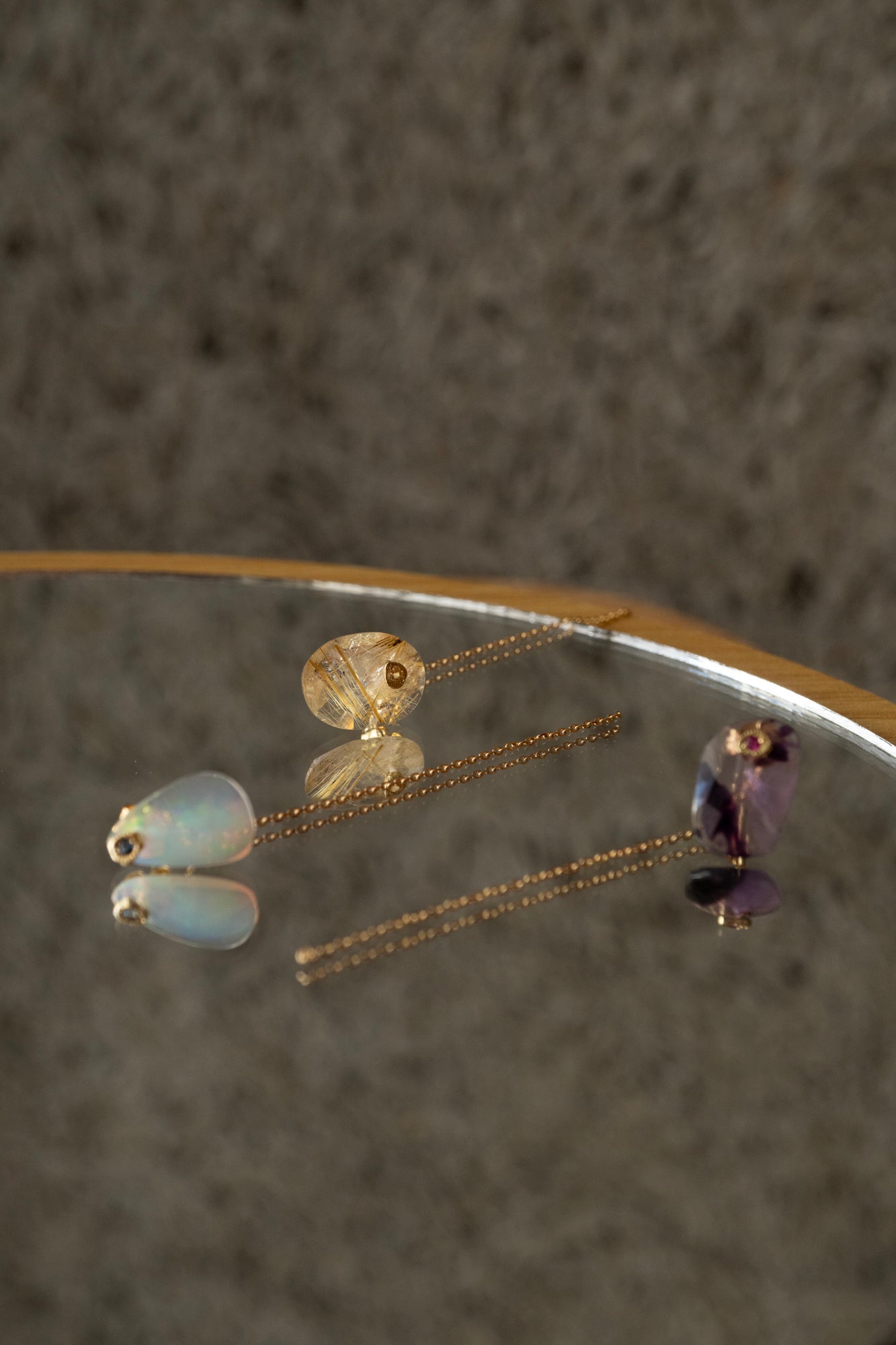 MONAKAjewellery flat golden rutile quartz pierce モナカジュエリー