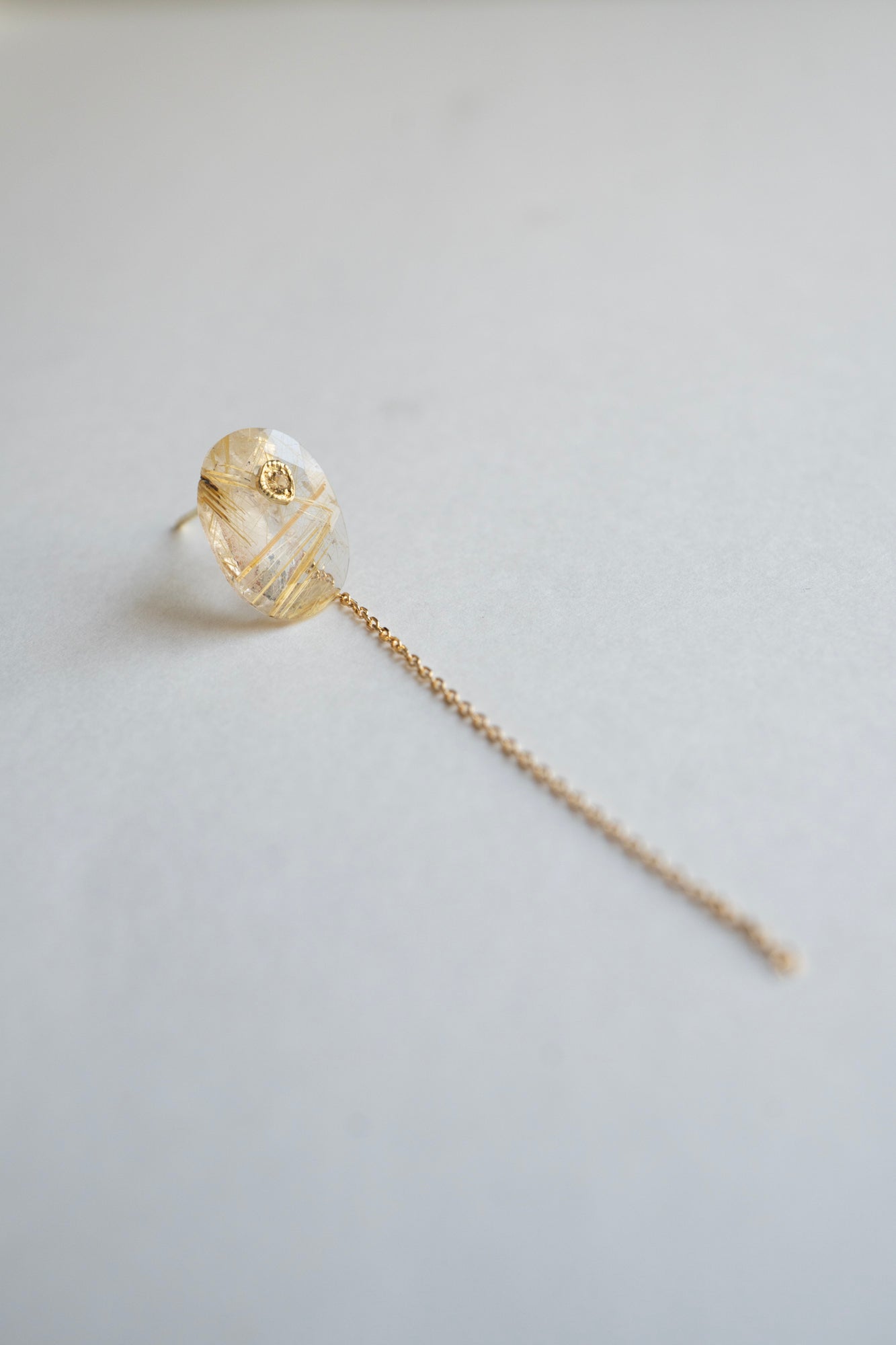 MONAKAjewellery flat golden rutile quartz pierce /K18