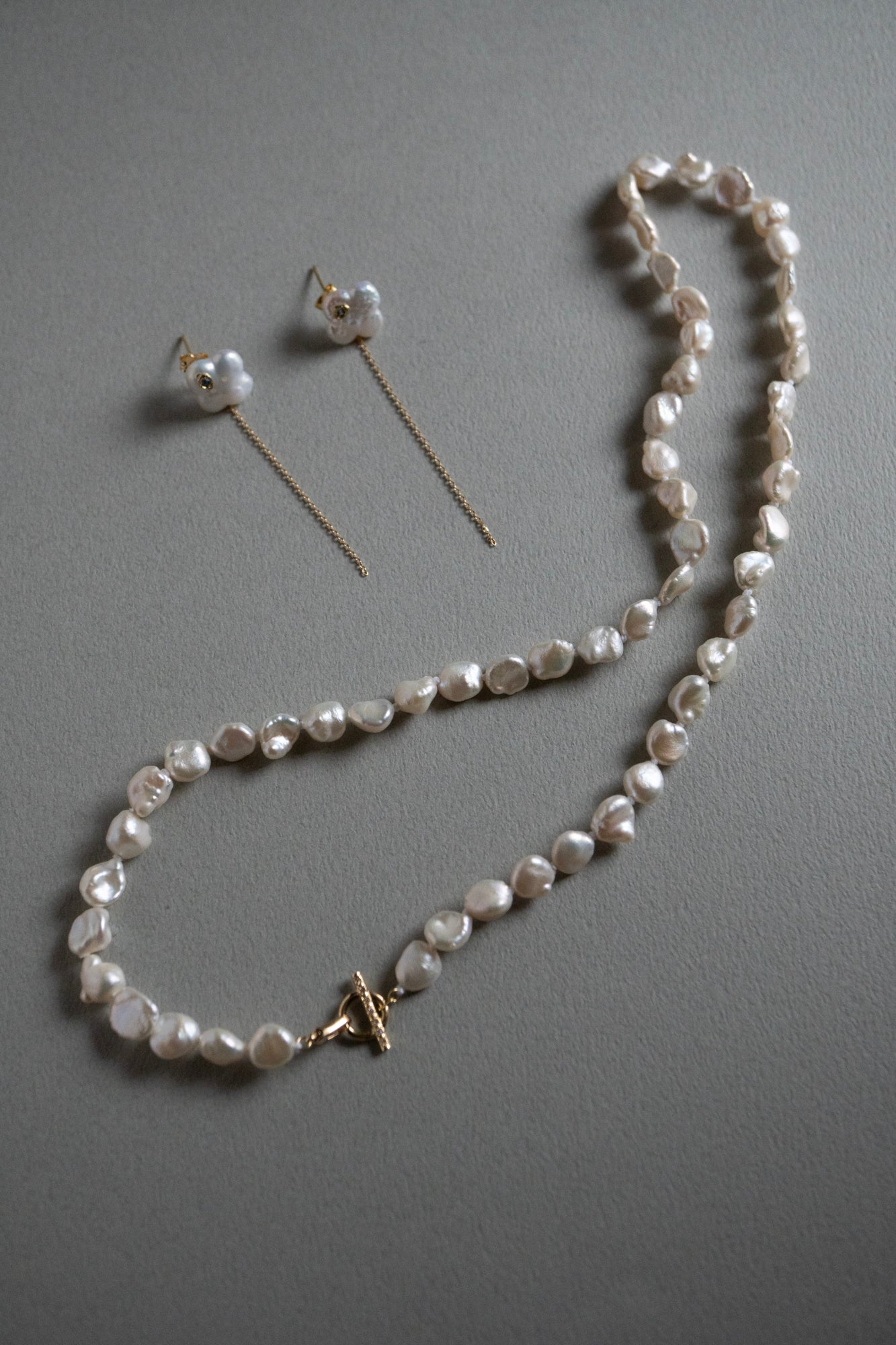 MONAKAjewellery Mantel Bar All Knot Keshi Pearl Necklace /K18