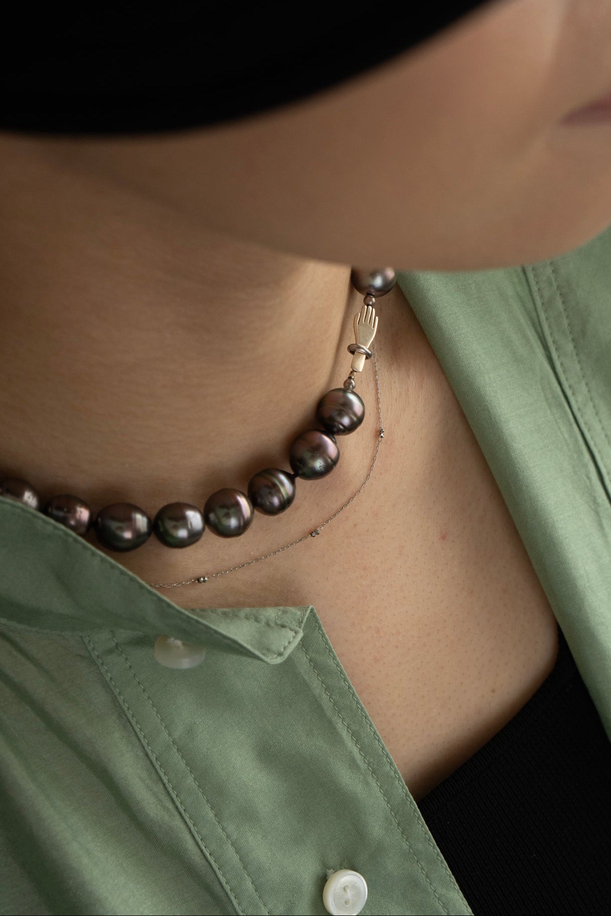 PALA Hand end Black-lip Shell all knotted pearl necklace パラ 黒蝶