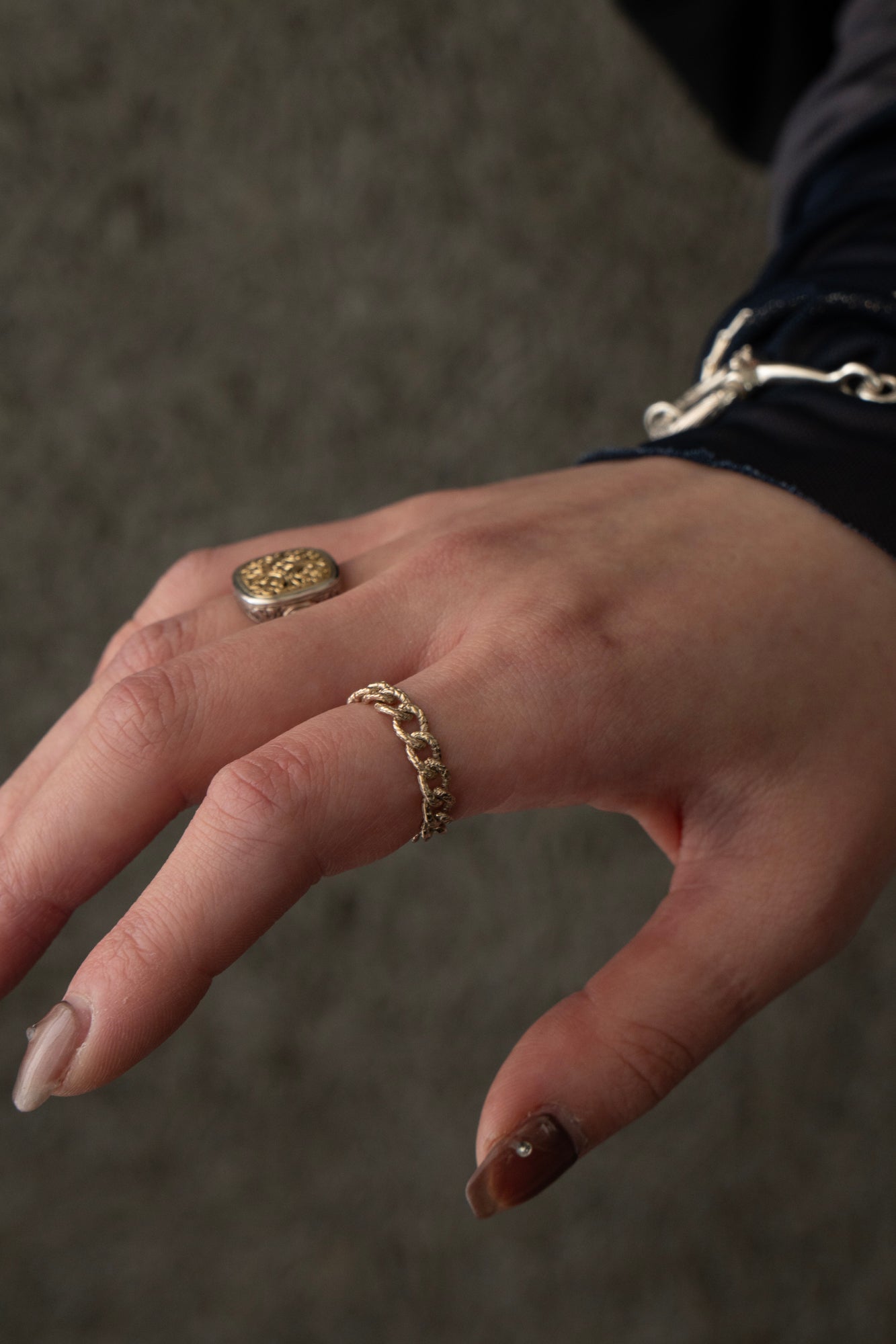 simmon Knit Chain Ring Narrow K10