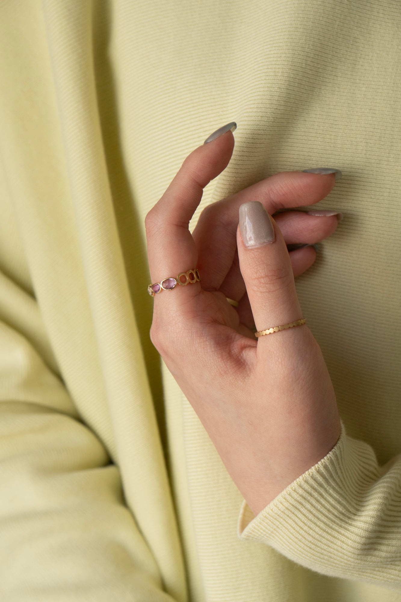 Perche? Circle × Multi Color Sapphire Ring ペルケ？ ピンク