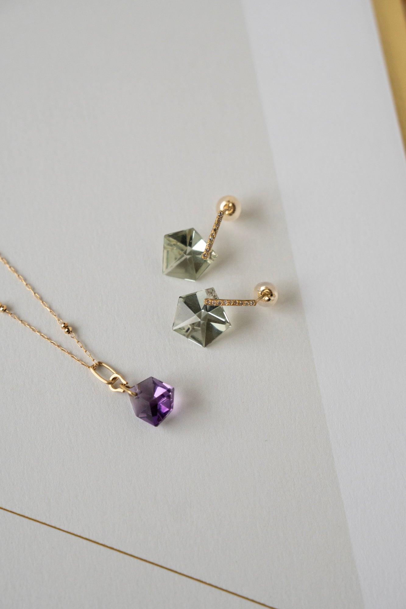 MONAKA jewellery Horse Shoe Pentagon Amethyst Necklace Charm Top /K18