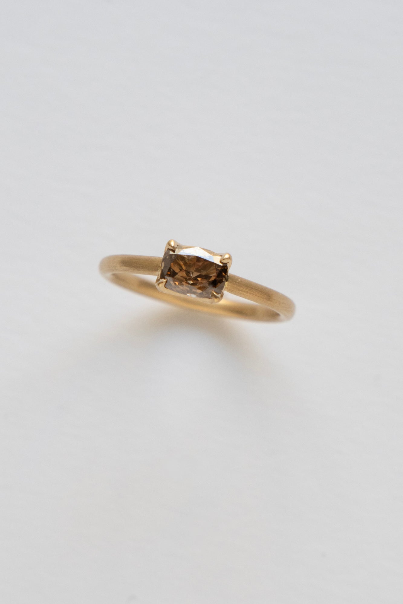 Seta Cushion Cut Fancy Brown Diamond Solitaire Ring /K18