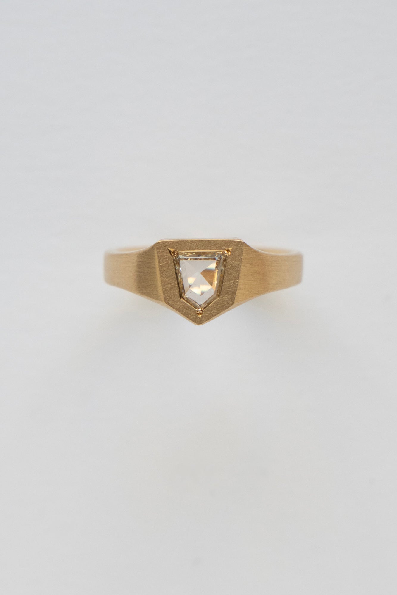 天然無処理 ダイヤモンド 通称ポートレートカット 計0.40ct K18WG simmon Seta シモン セータ Portrait Cut Signet Ring ポートレート