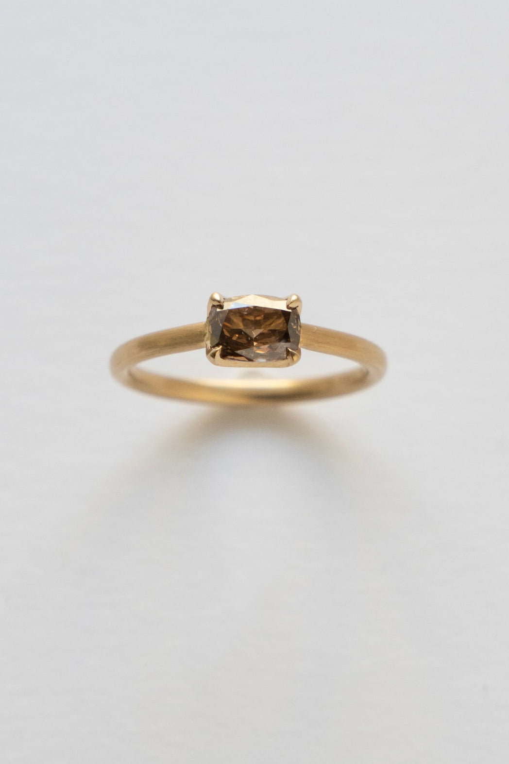 Seta Cushion Cut Fancy Brown Diamond Solitaire Ring /K18