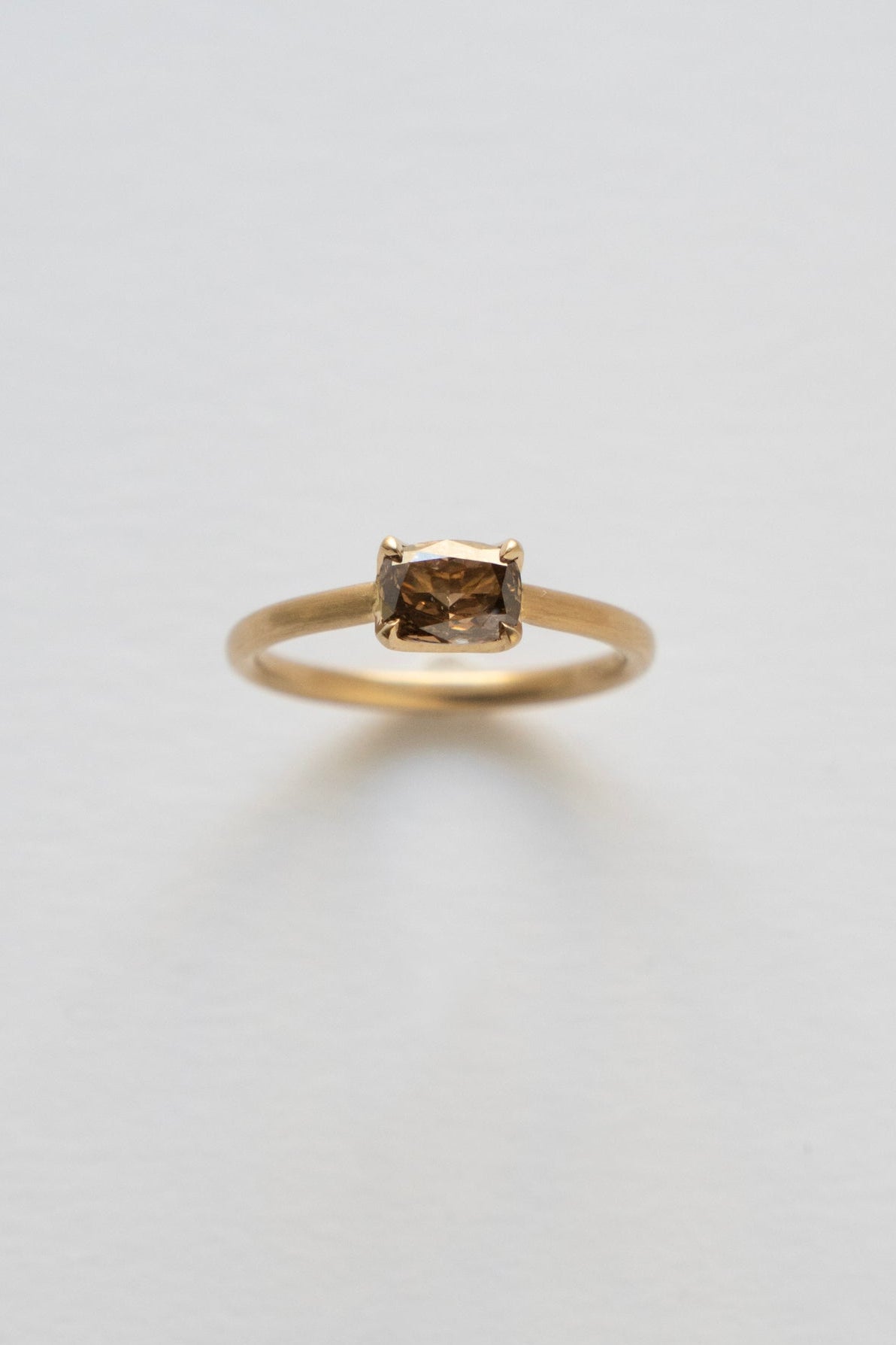 Seta Cushion Cut Fancy Brown Diamond Solitaire Ring /K18