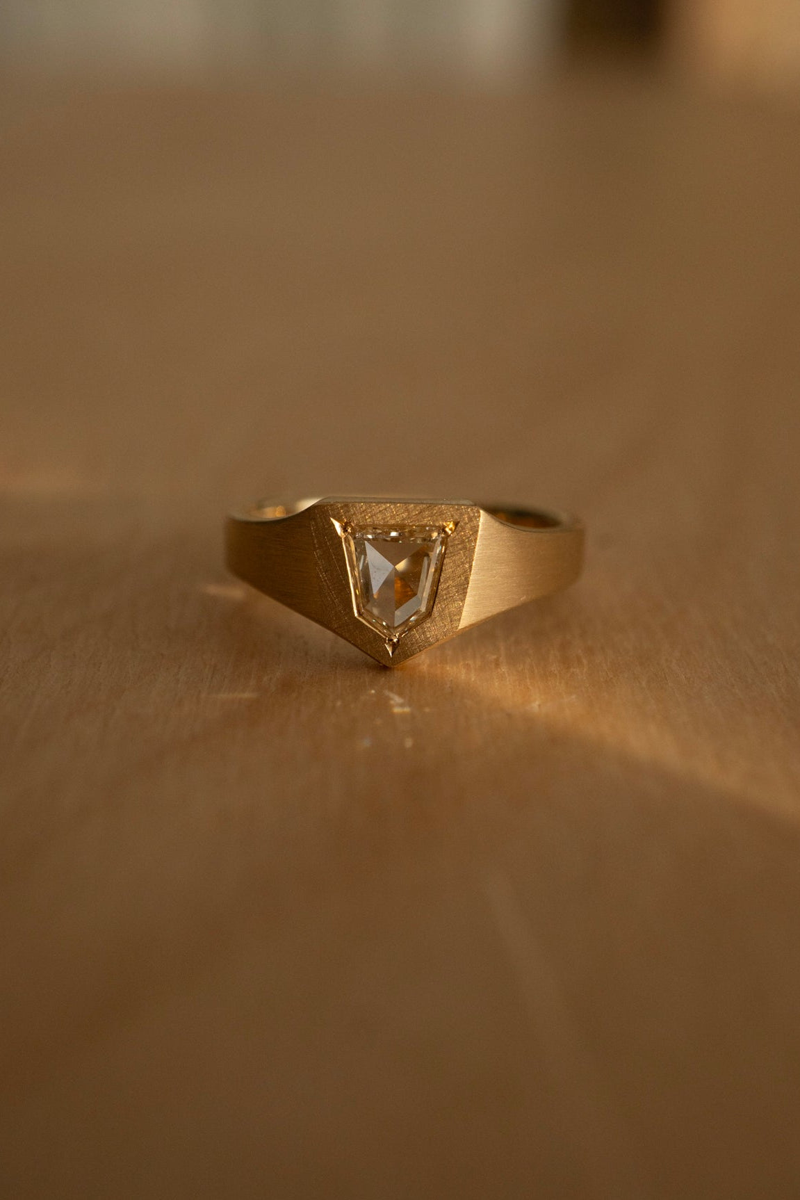 simmon Seta Portrait Cut Diamond Signet Ring /K18