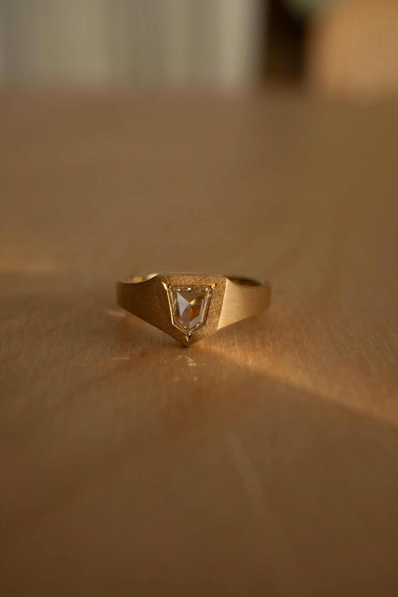 simmon Seta Portrait Cut Diamond Signet Ring /K18