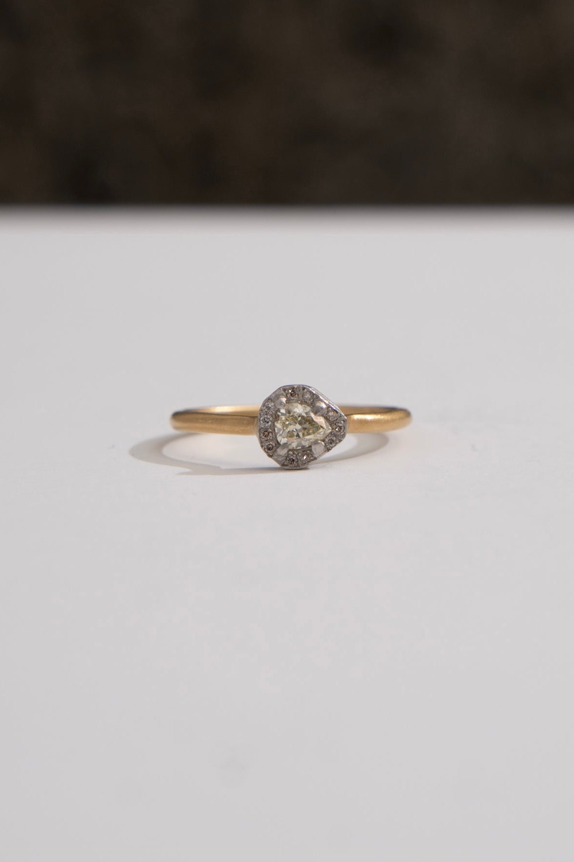 MONAKA jewellery Rinne Old Cut Pear Shape Light Yellow Diamond Ring /K18&PT900