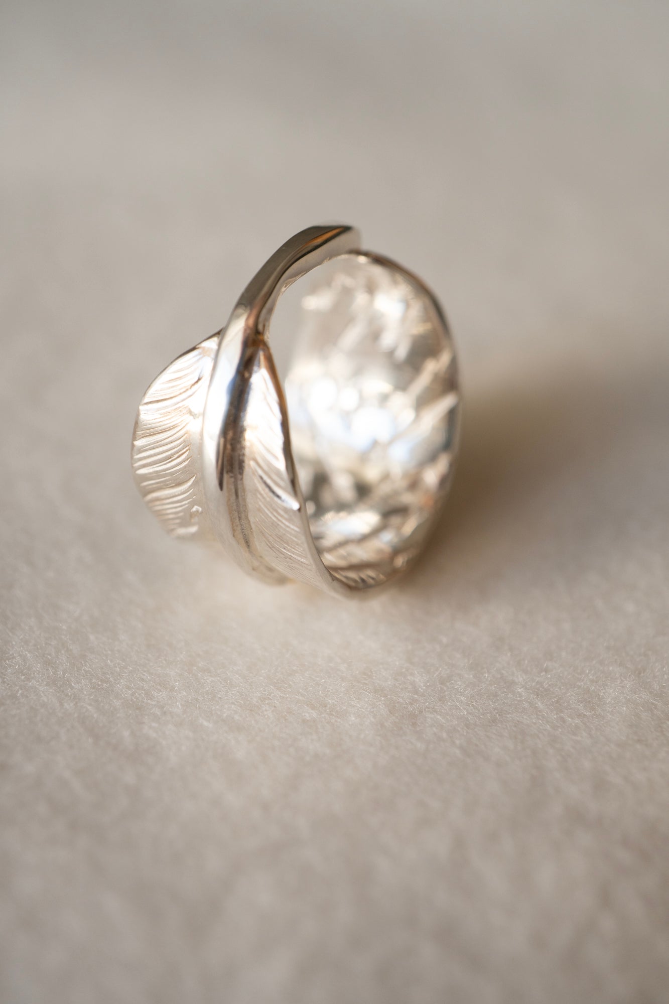 WAKAN SILVER SMITH K18 Mark Feather Stamp Ring /Silver