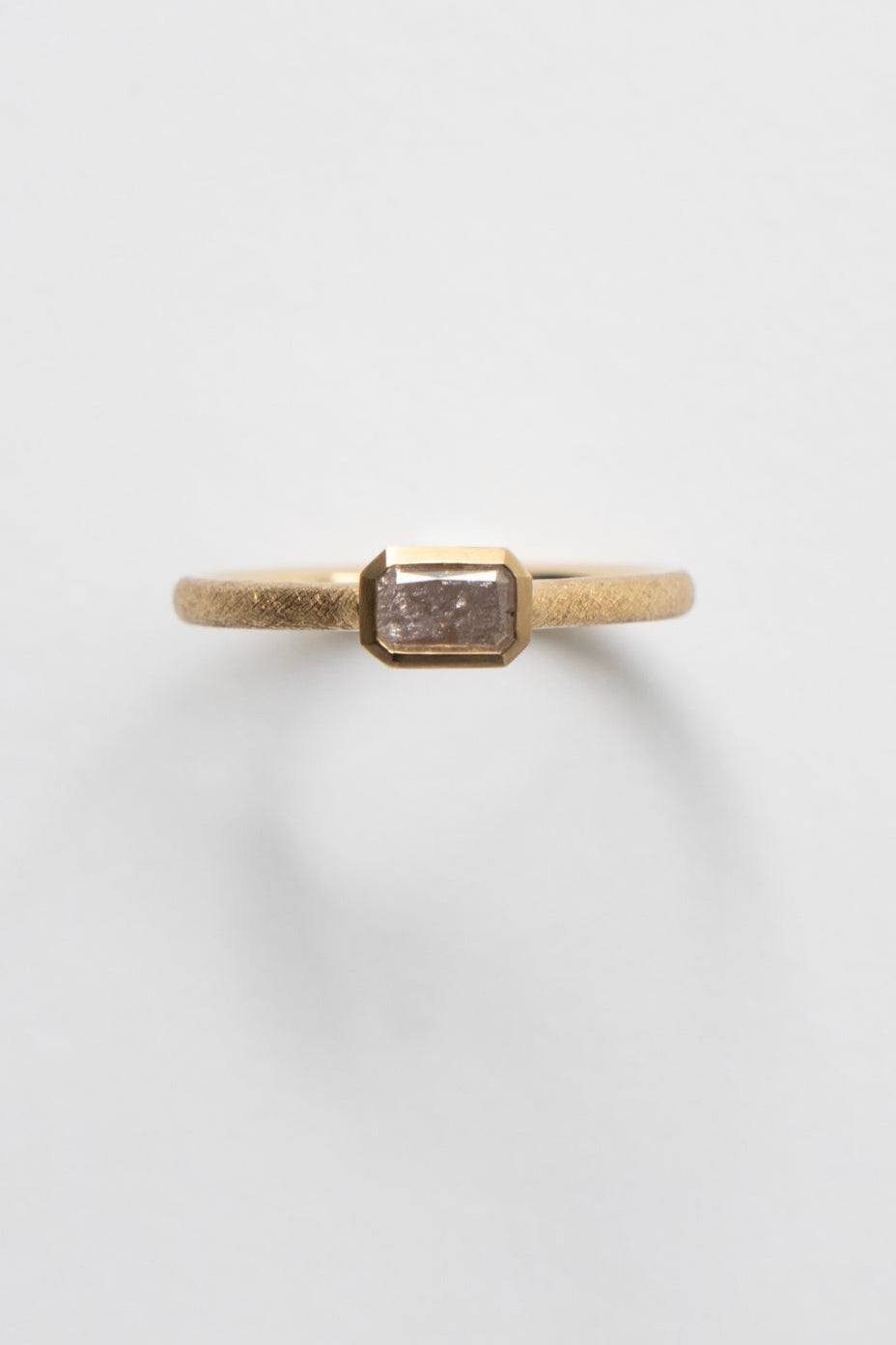 Seta Radiant Cut Cracked Pink Inclusion Diamond Bezel Set Ring /K18