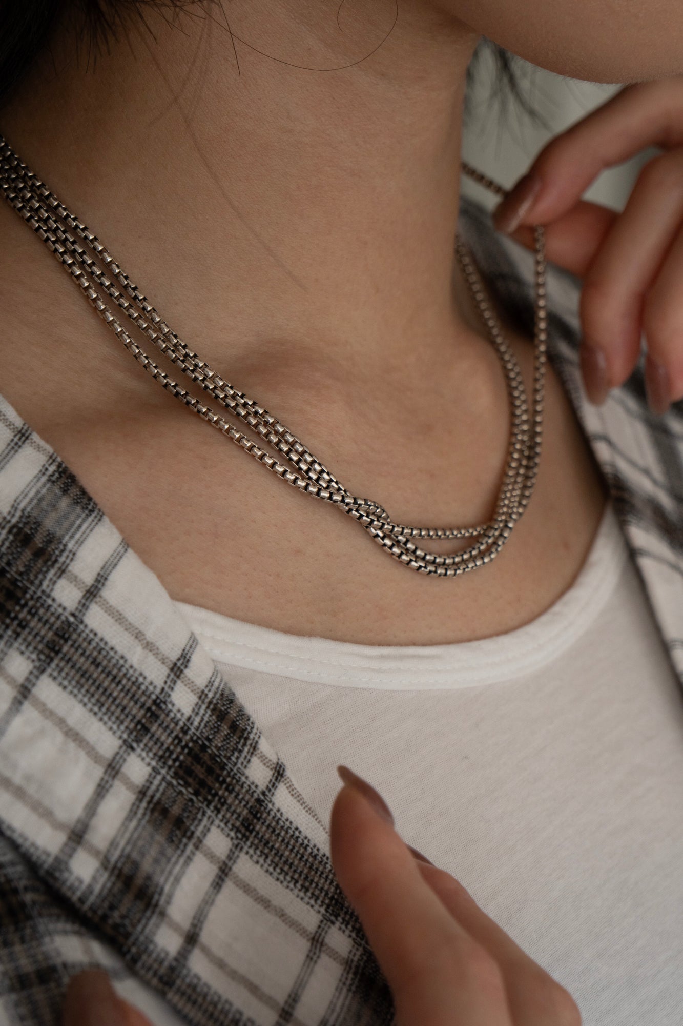 Gerochristo Triple Box Chain Necklace / Silver