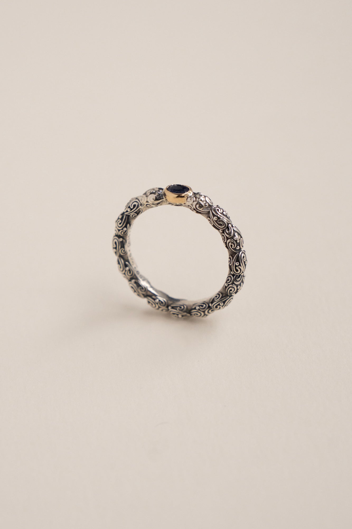 Gerochristo Eden's Garden Ring Blue Sapphire /SV&amp;K18