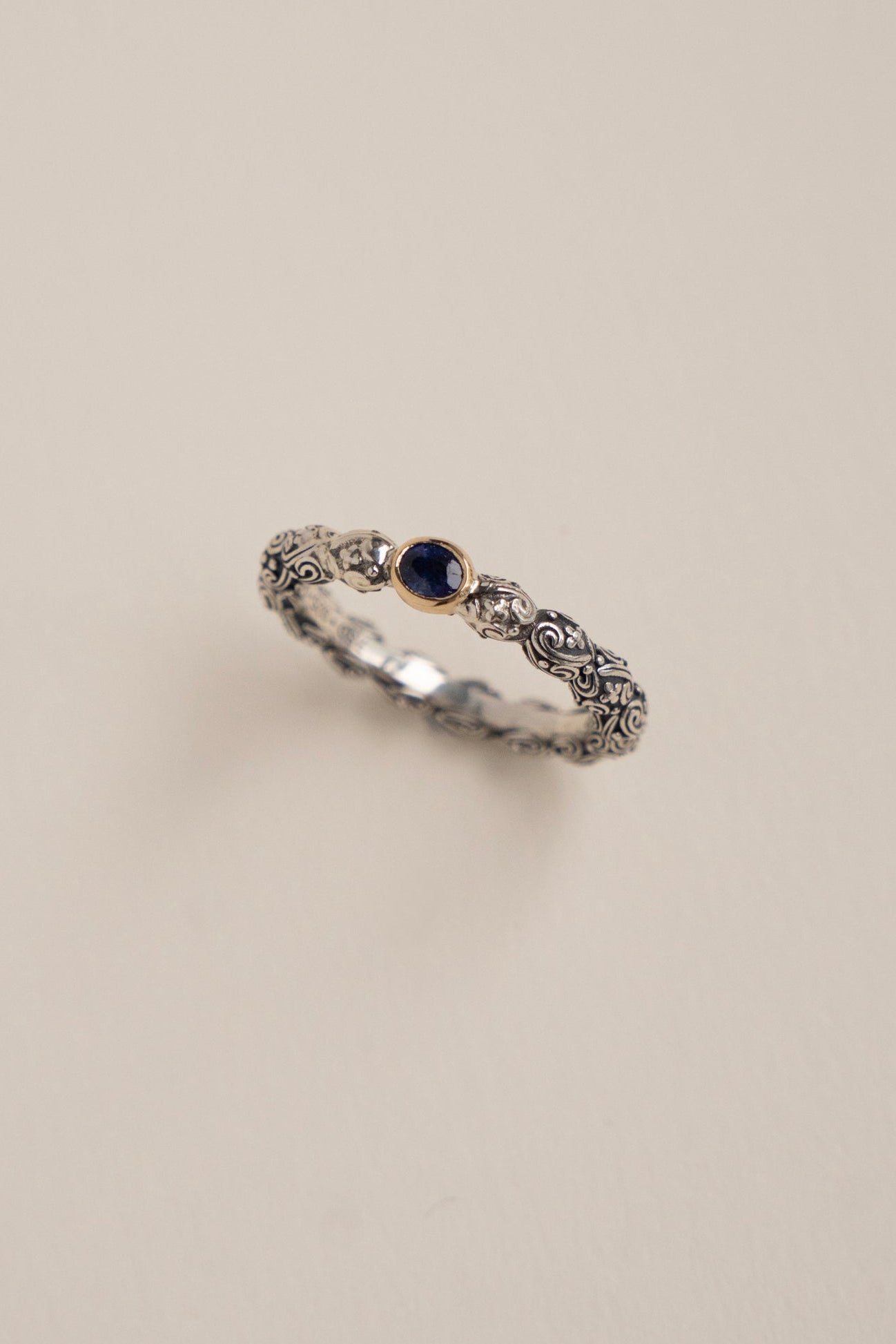 Gerochristo Eden's Garden Ring Blue Sapphire /Silver&K18