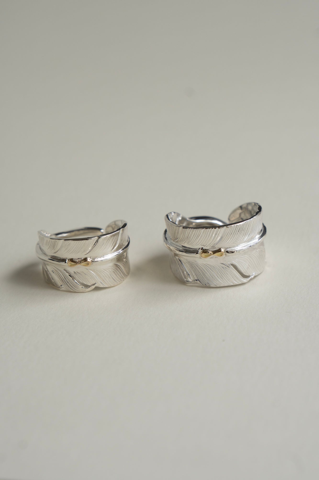 WAKAN SILVER SMITH K18 Mark Feather Stamp Ring /Silver