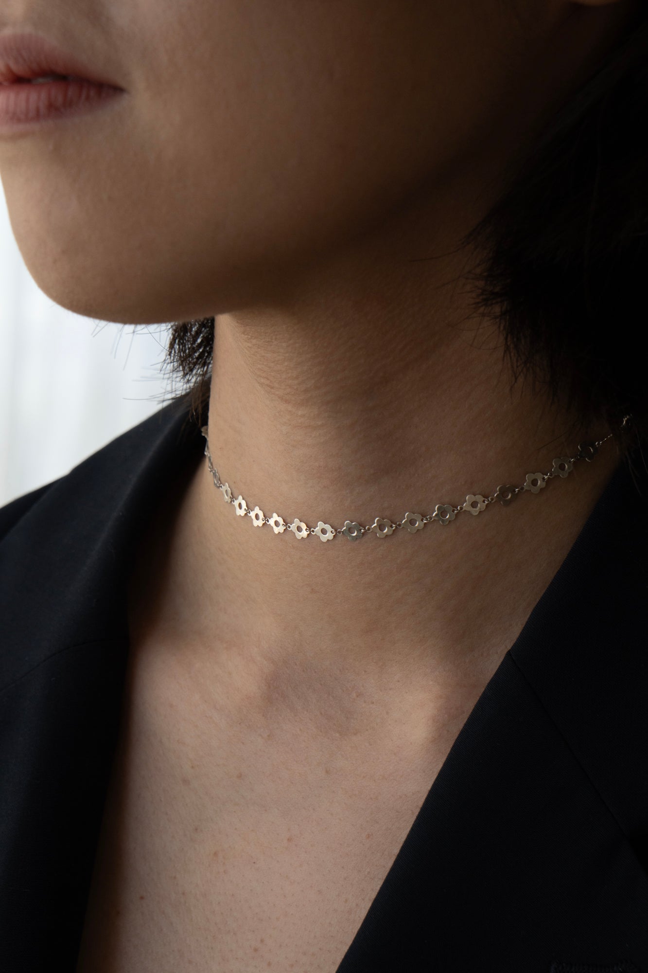 bohem Loop×Loop Flower Necklace B / Silver