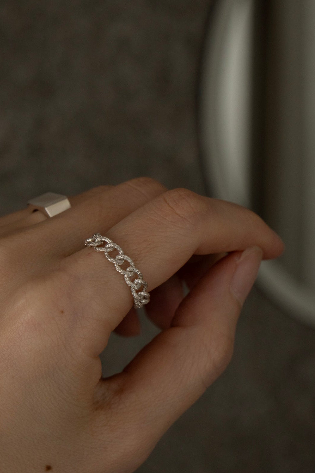 simmon Knit Chain Ring Narrow Silver