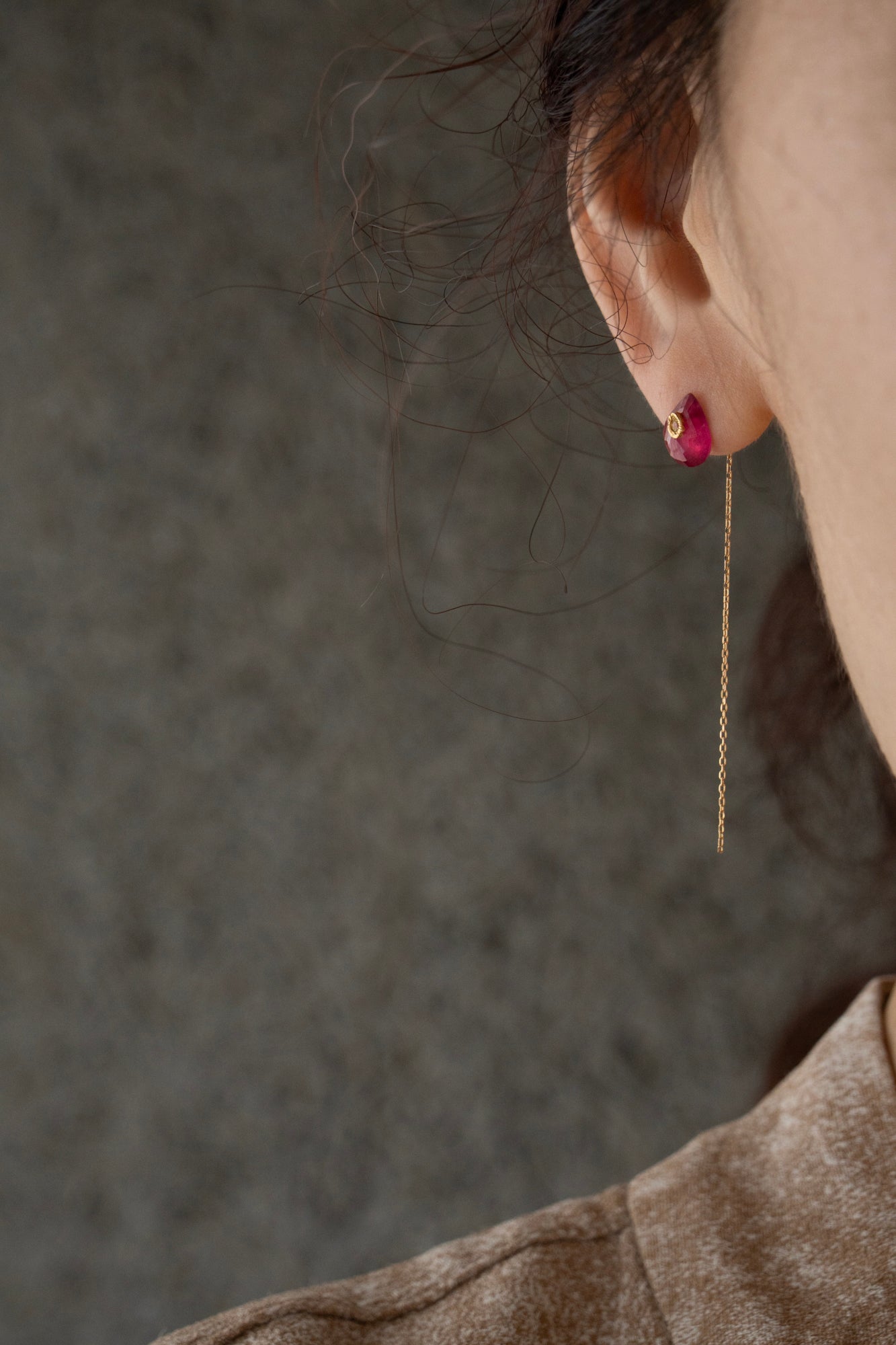 MONAKAjewellery flat Ruby pierce モナカジュエリー ルビーピアス /K18