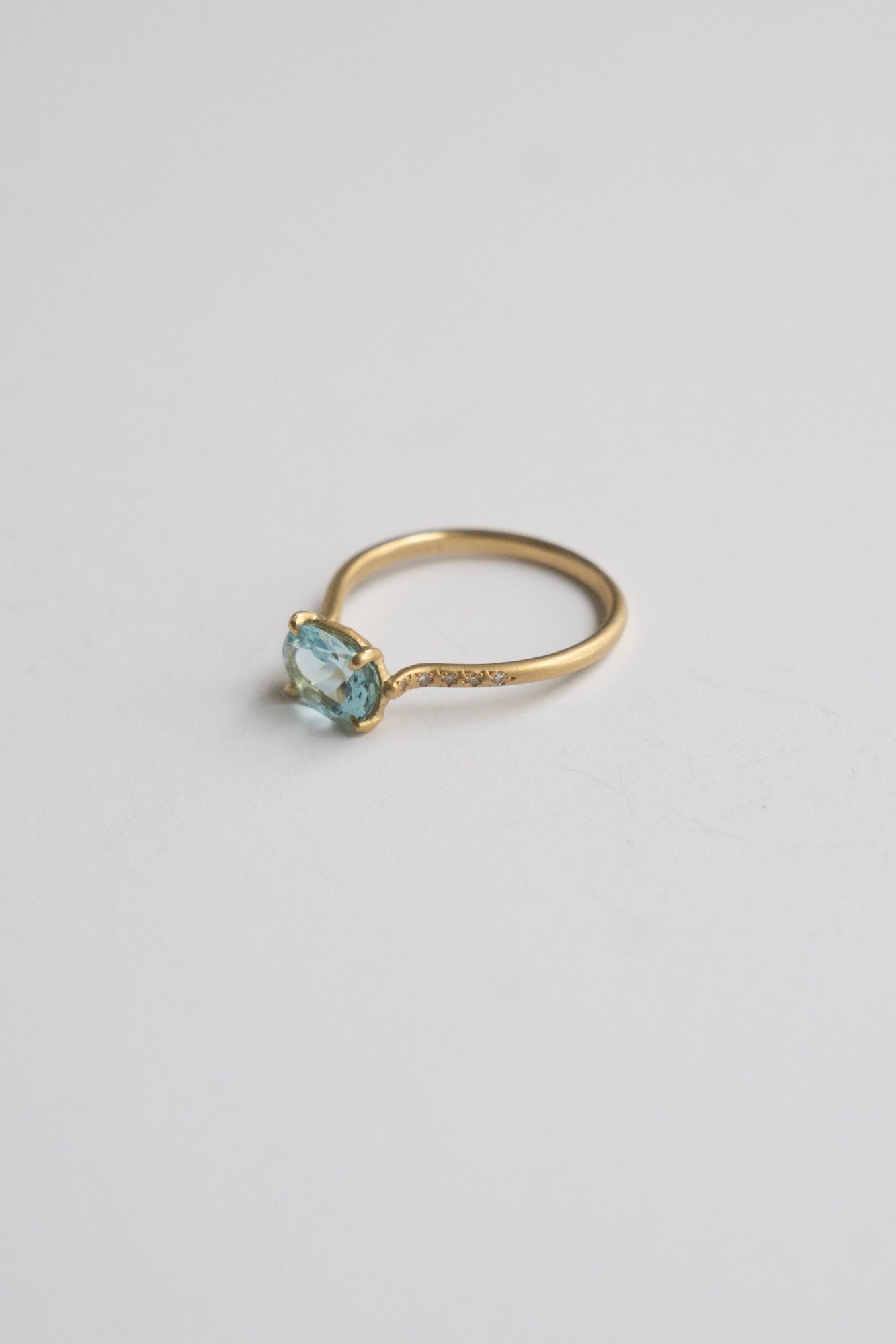 MONAKA jewellery Prong Aquamarine Arm Diamond Ring /K18
