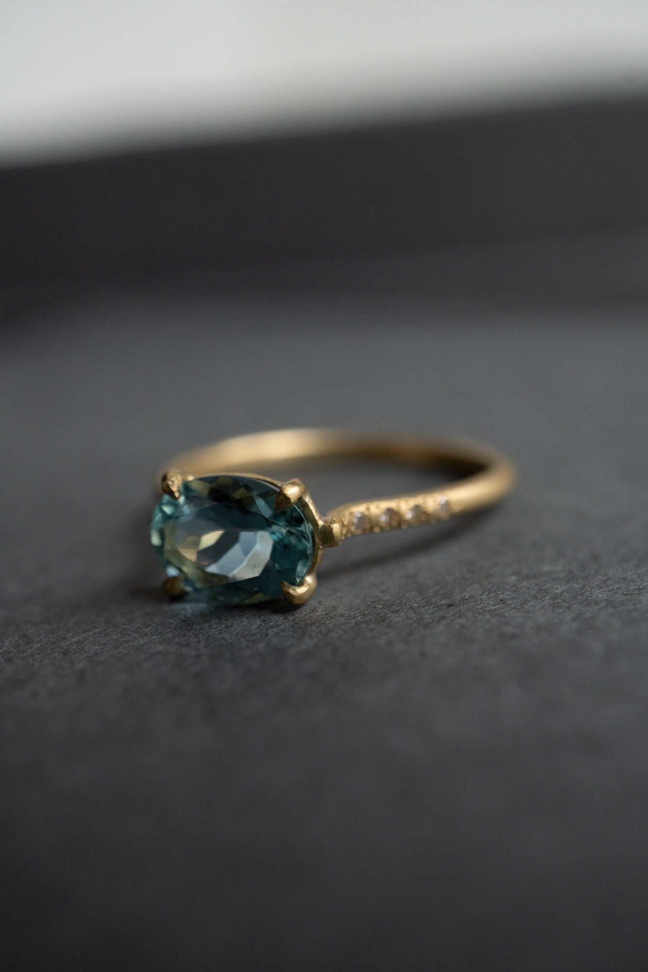 MONAKA jewellery Prong Aquamarine Arm Diamond Ring /K18