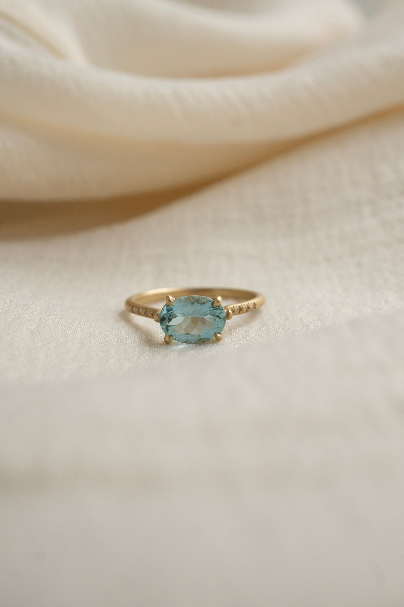 MONAKA jewellery Prong Aquamarine Arm Diamond Ring /K18