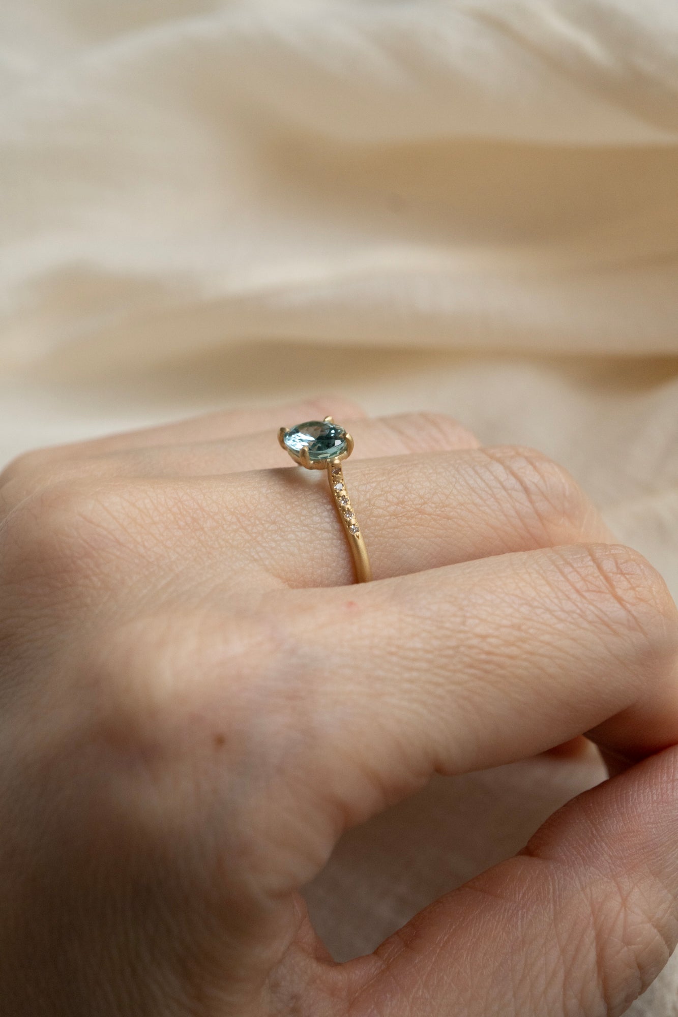 MONAKA jewellery Prong Aquamarine Arm Diamond Ring /K18