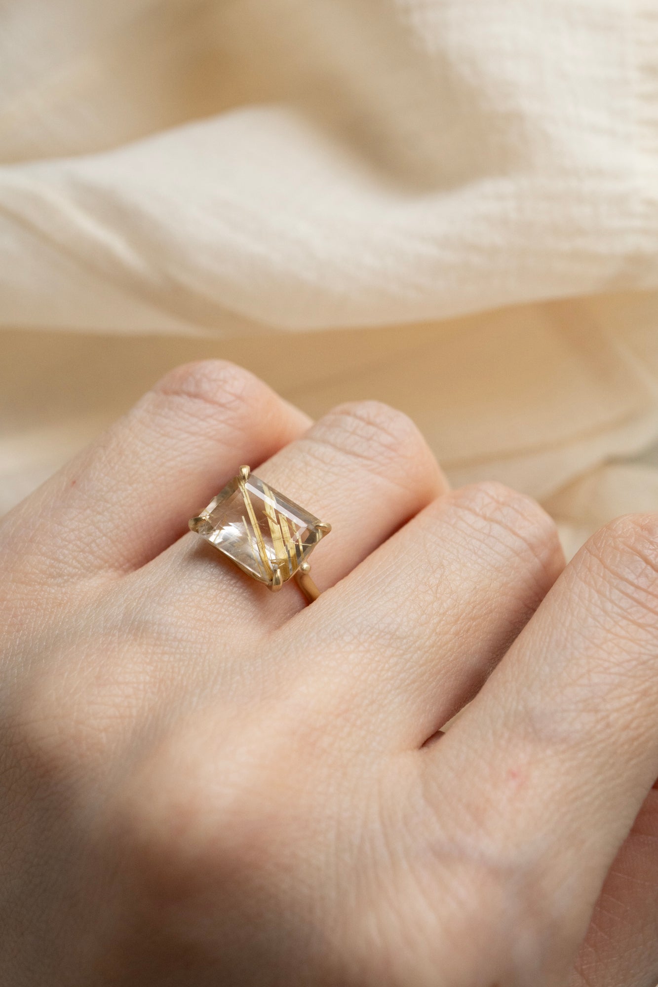 MONAKA jewellery Prong Golden Rutile Quartz Ring /K18