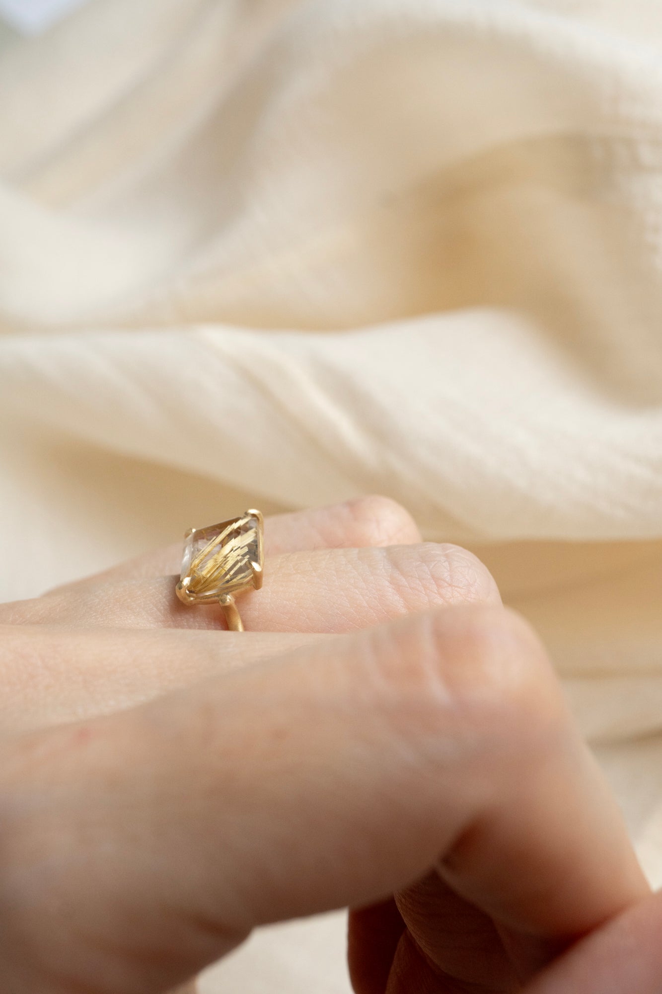 MONAKA jewellery Prong Golden Rutile Quartz Ring /K18