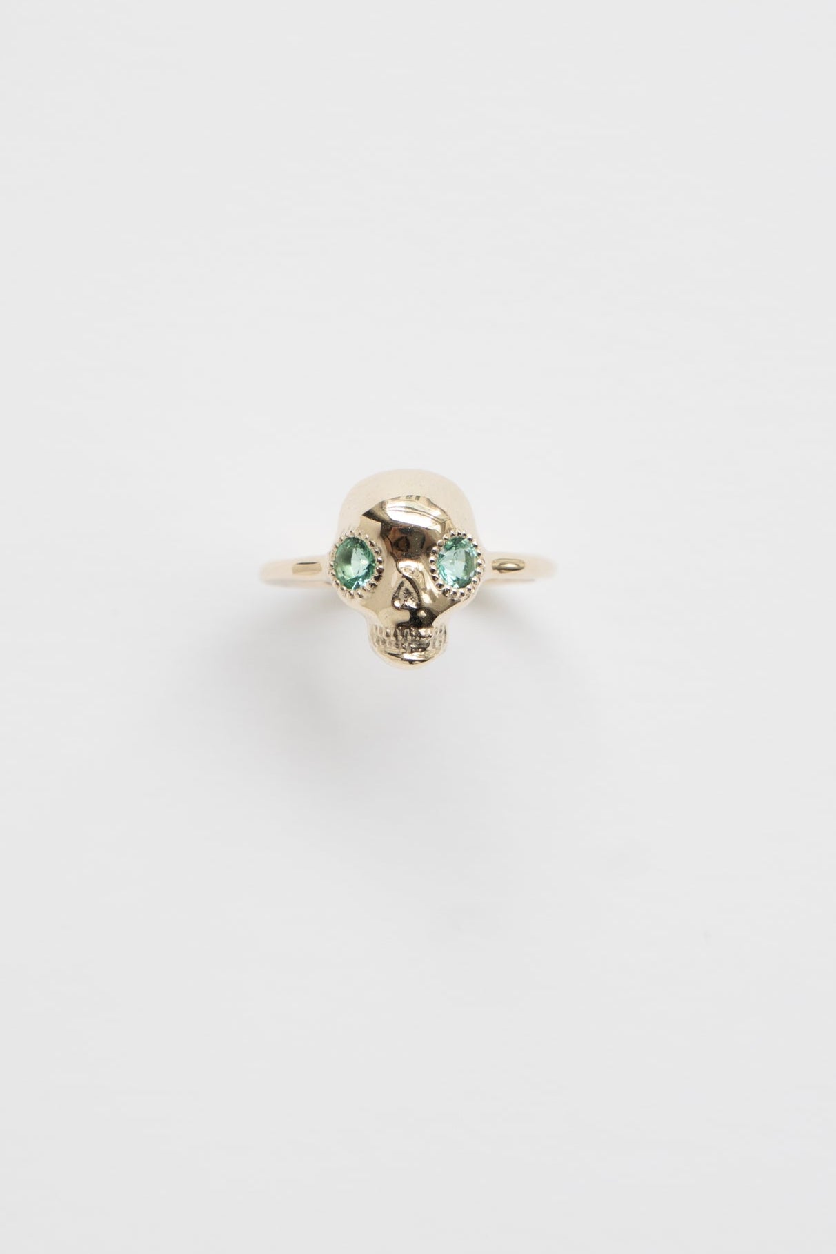 PALA Sweet Sugar Skull Emerald Eye Pinky Ring /K10