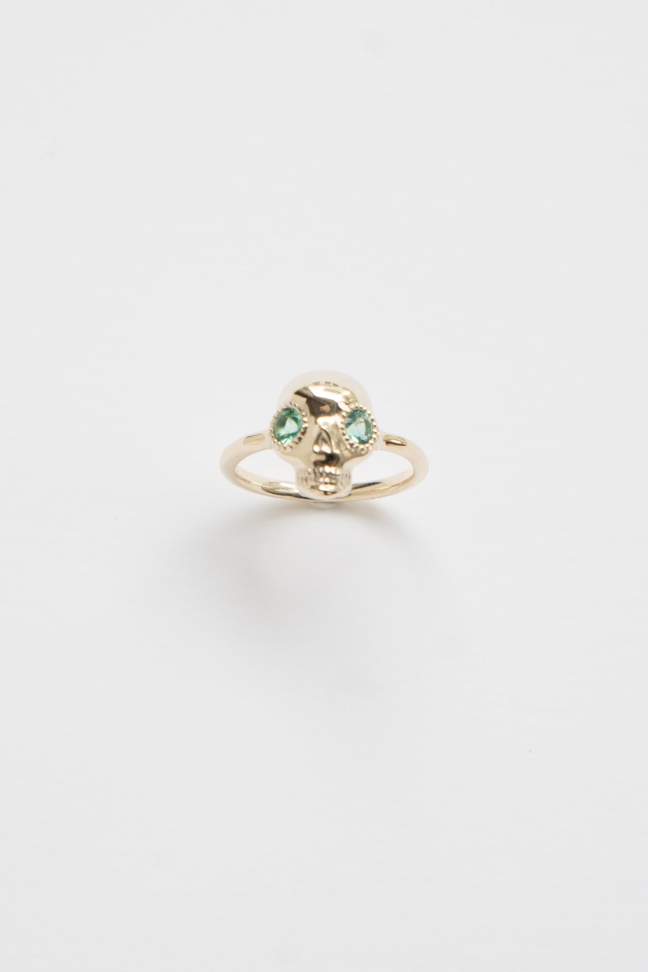 PALA Sweet Sugar Skull Emerald Eye Pinky Ring /K10