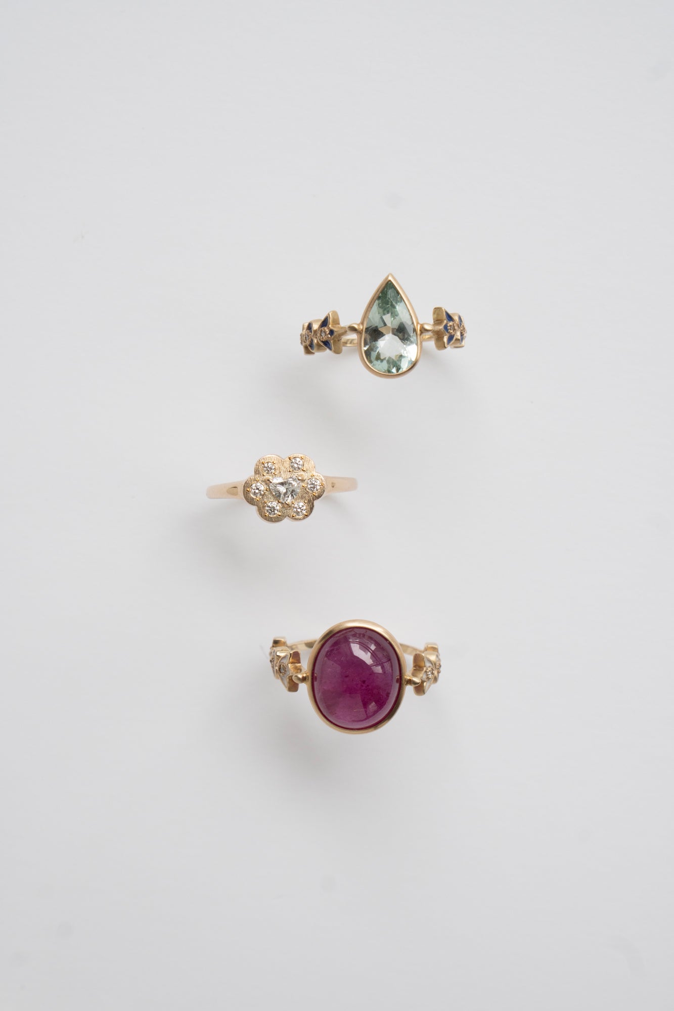 bohem Cotton Flower collection Ring Heart Diamond /K10