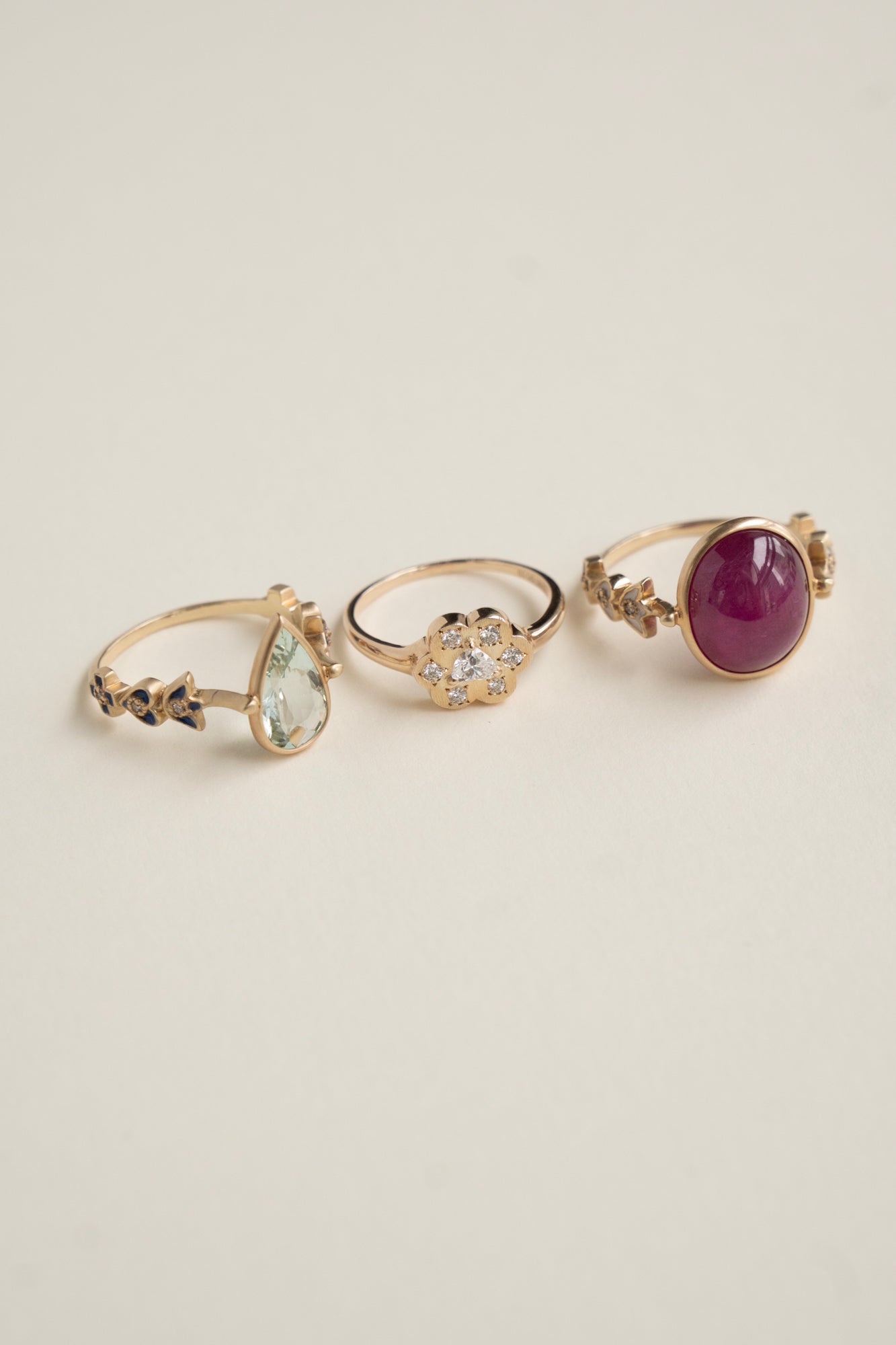 bohem Cotton Flower collection Ring Heart Diamond /K10