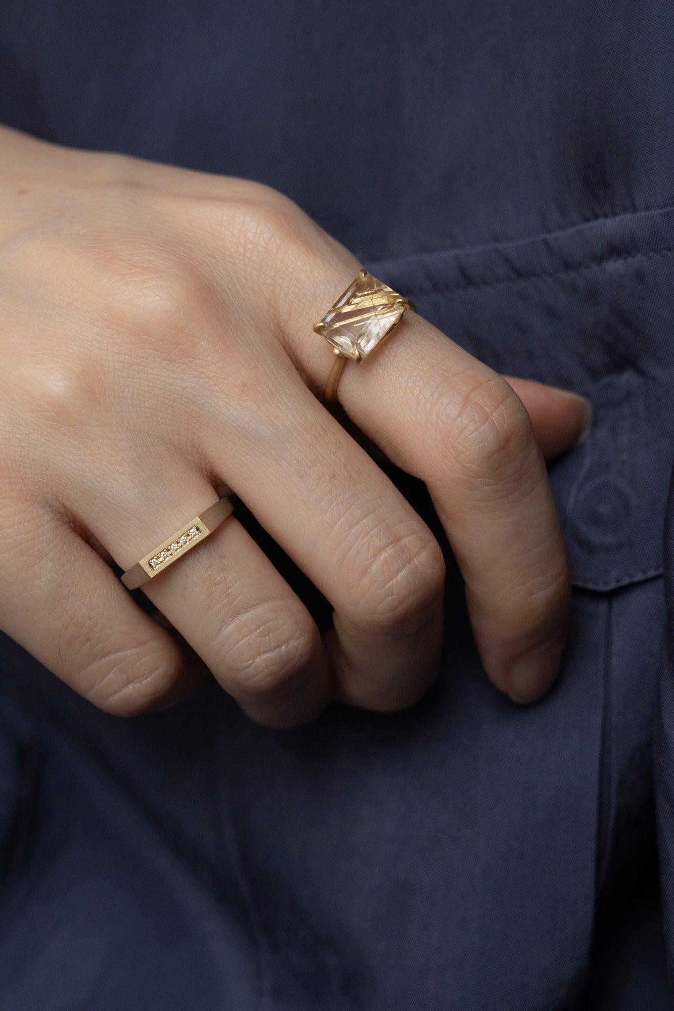 MONAKA jewellery Prong Golden Rutile Quartz Ring /K18