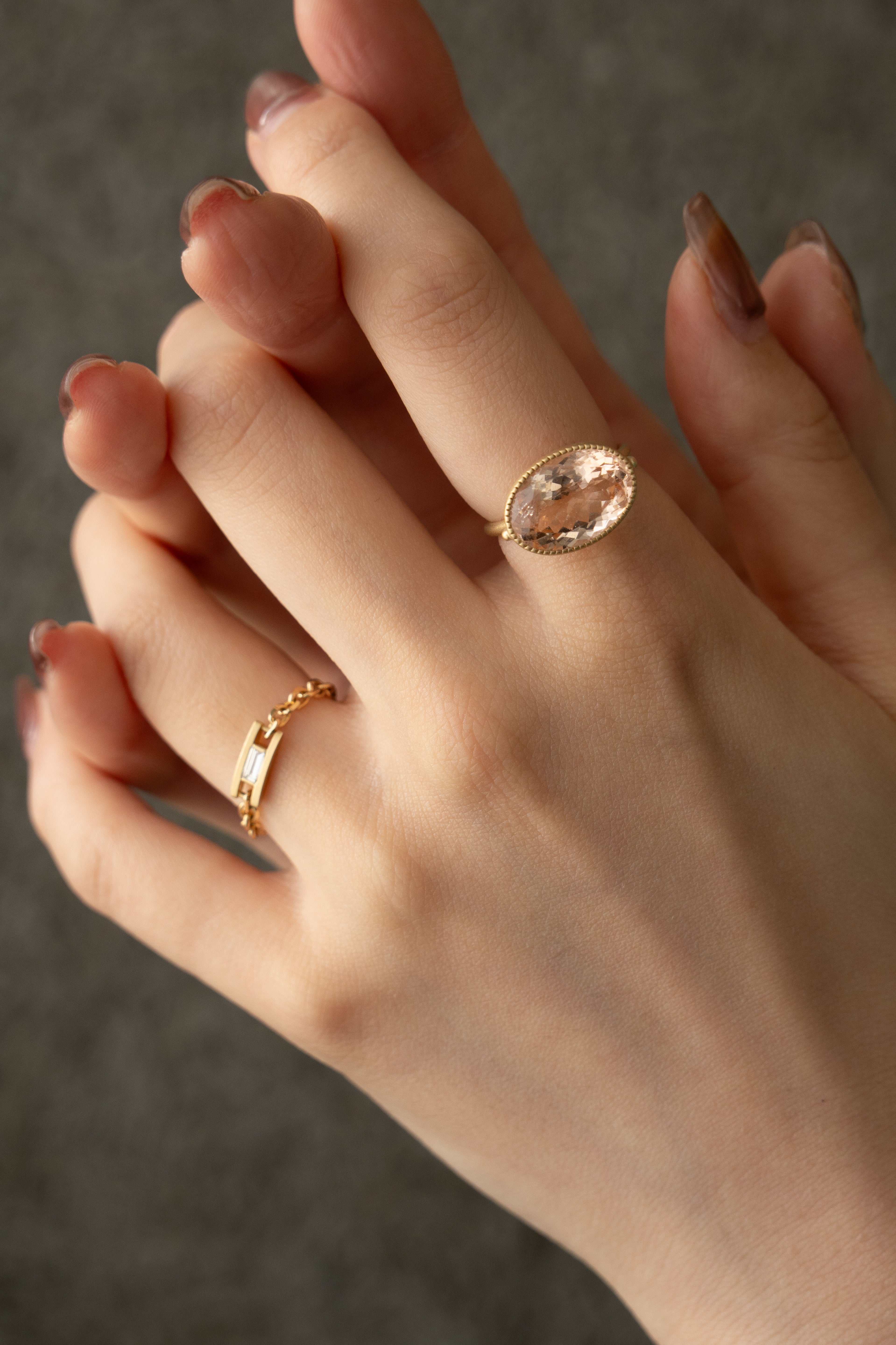 MONAKA jewellery モナカジュエリー Milgrain Ring モルガナイトリング