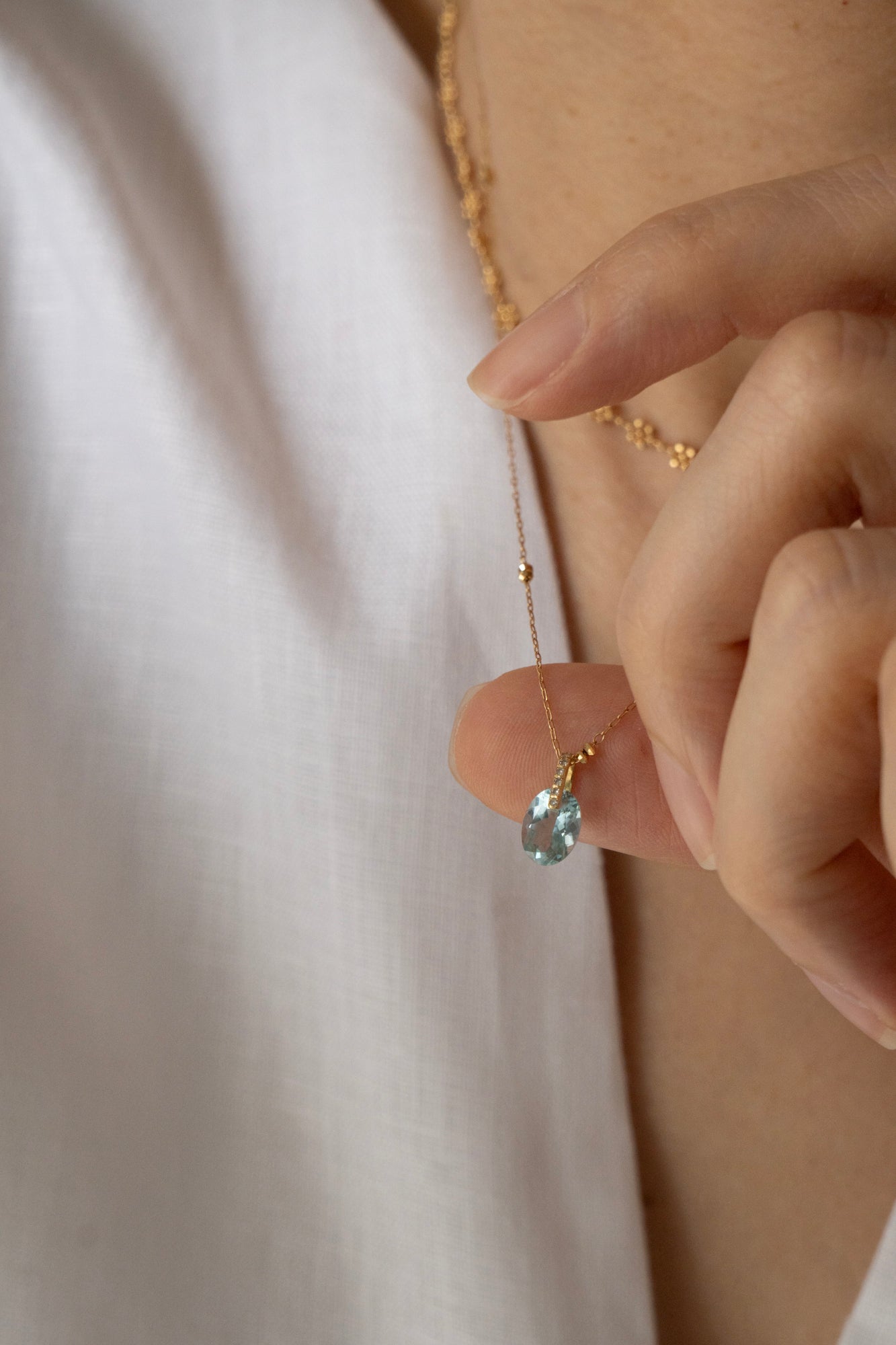 MONAKA jewellery Hibiki Aquamarine Pendant Charm Top /K18