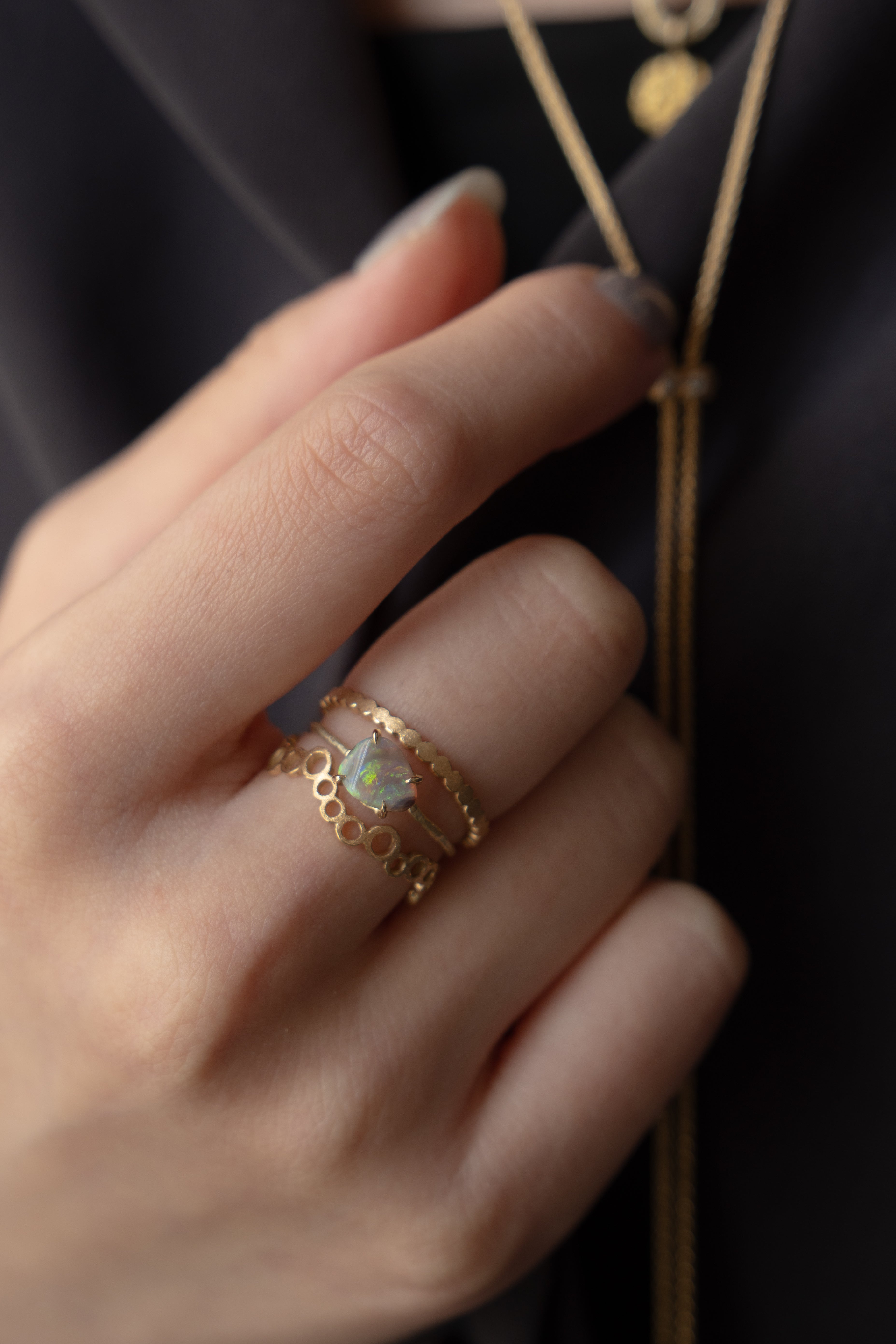 MONAKA jewellery Flat Opal モナカジュエリーオパールリング /K14