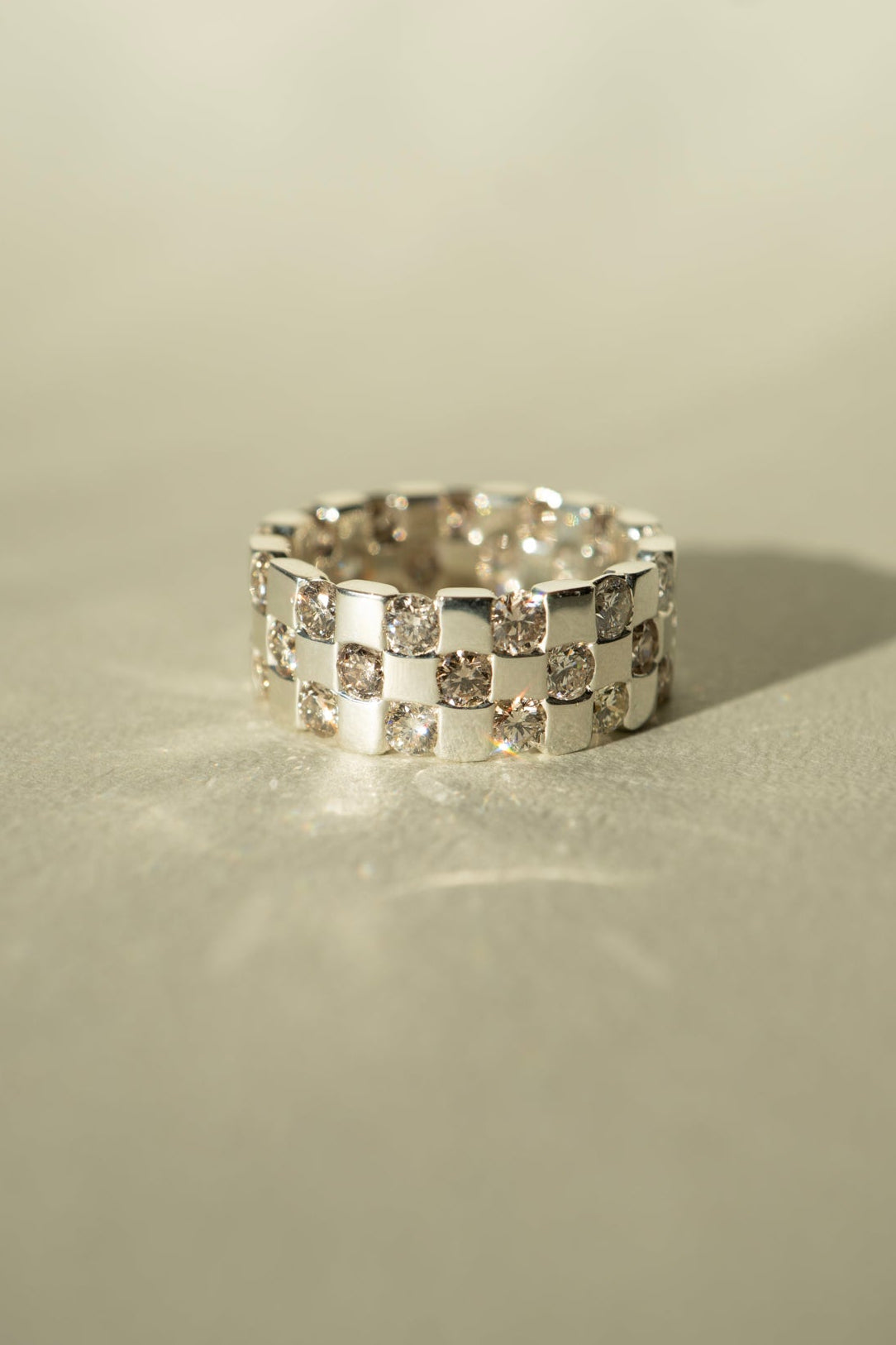 PALA Diamond Checker Eternity Ring /Silver
