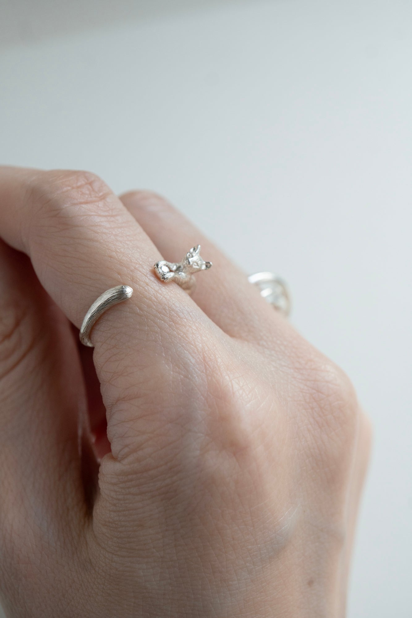 simmon Cat & Diamond Ring /Silver