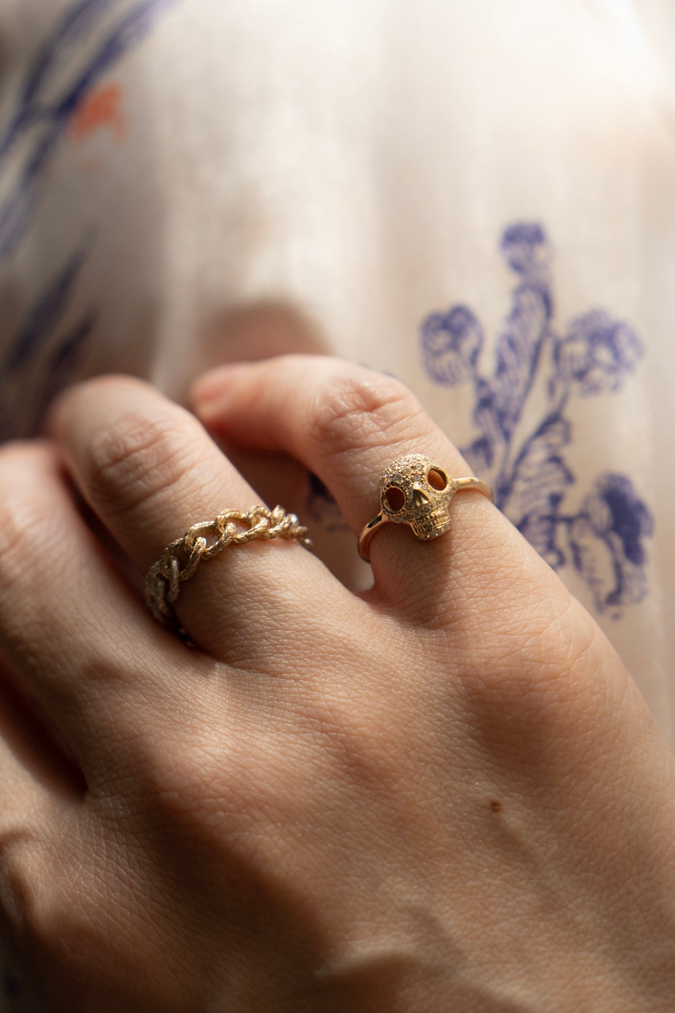 PALA Sweet Sugar Skull Pave Diamond Pinky Ring /K10