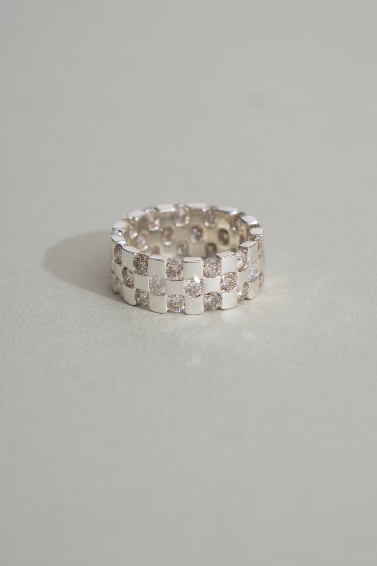 PALA Diamond Checker Eternity Ring /Silver
