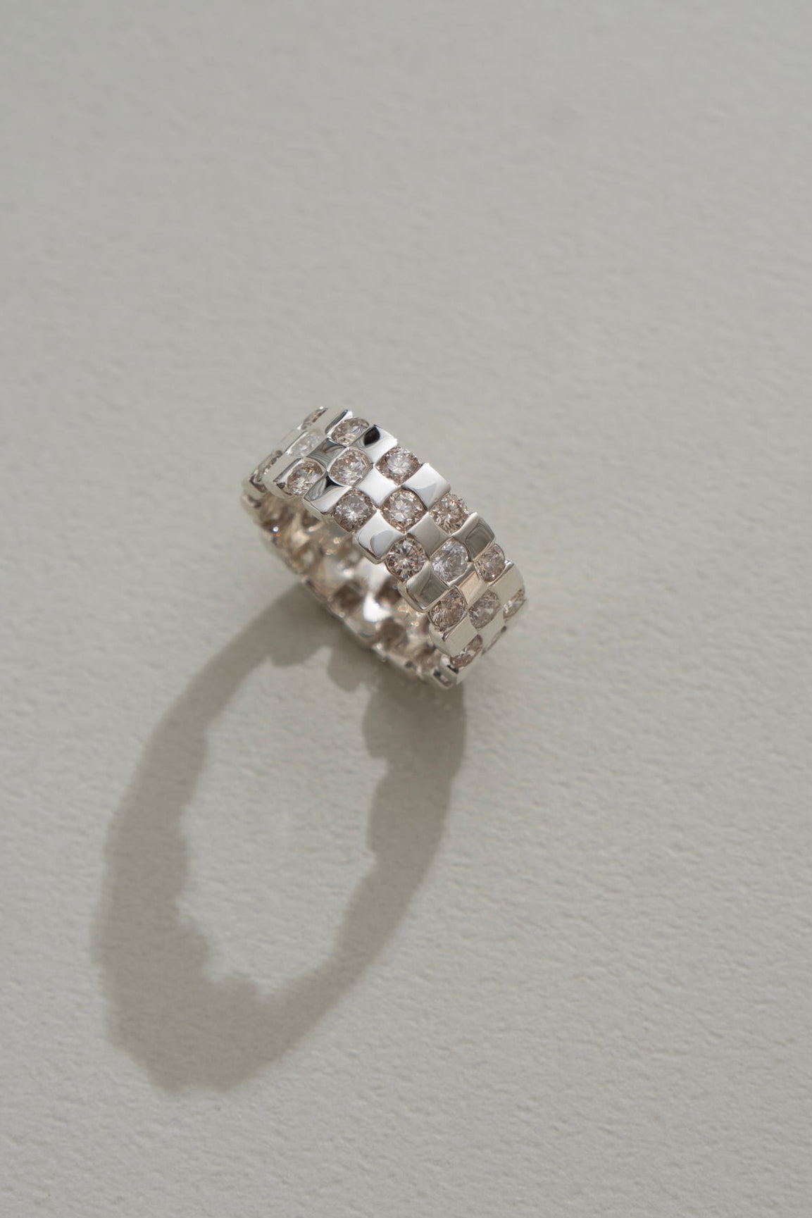 PALA Diamond Checker Eternity Ring /Silver
