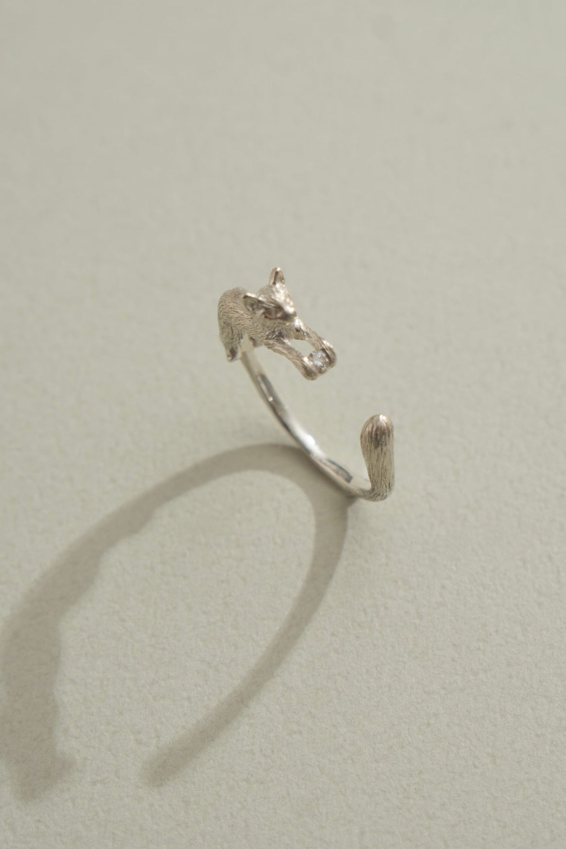 simmon Cat & Diamond Ring /Silver