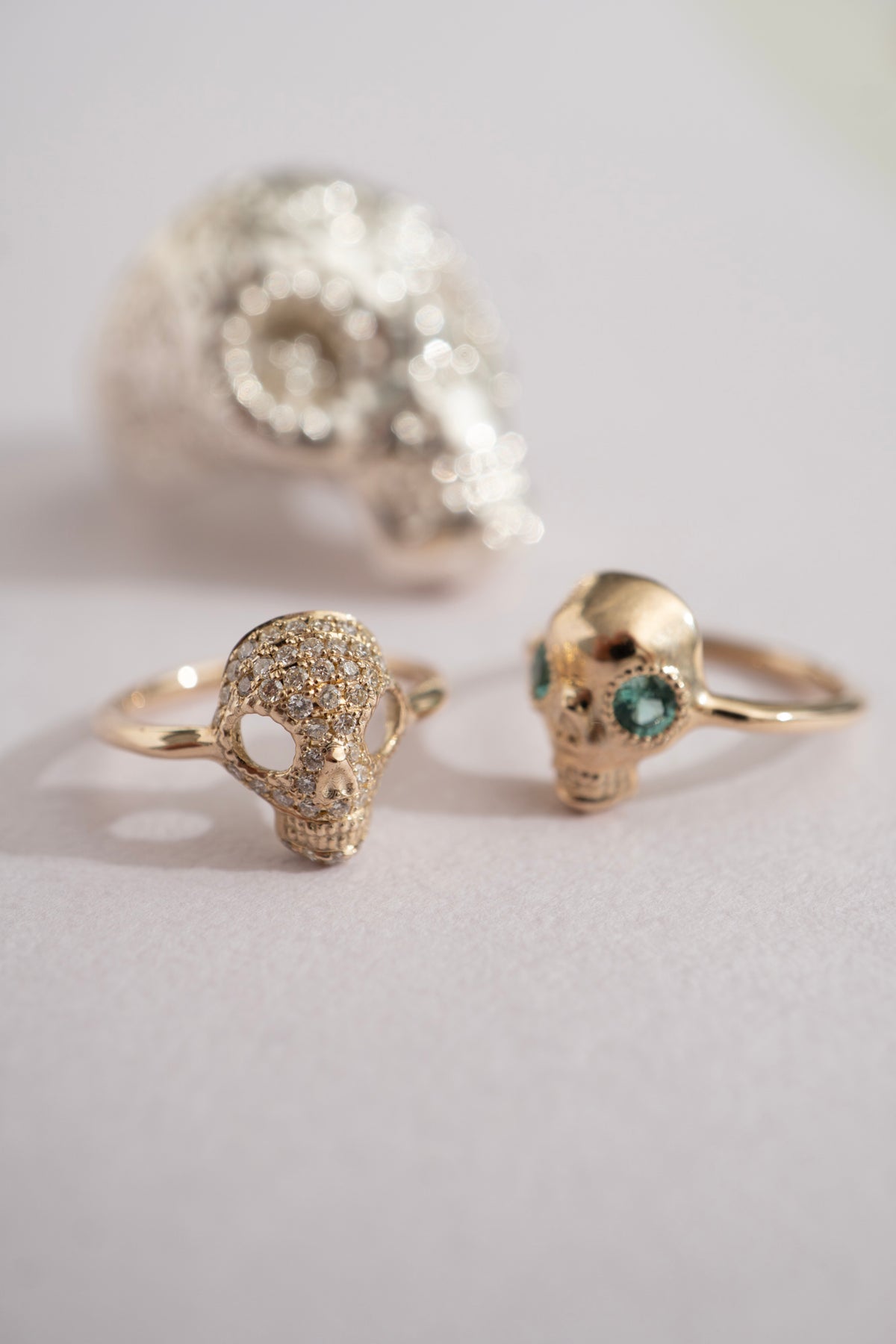 PALA Sweet Sugar Skull Pave Diamond Pinky Ring /K10