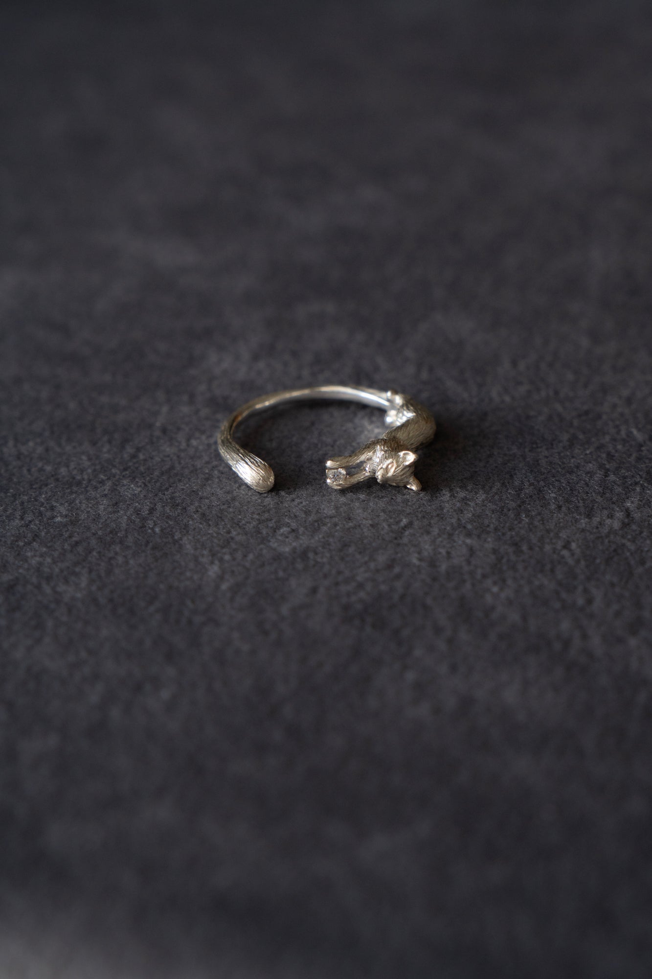 simmon Cat & Diamond Ring / Silver